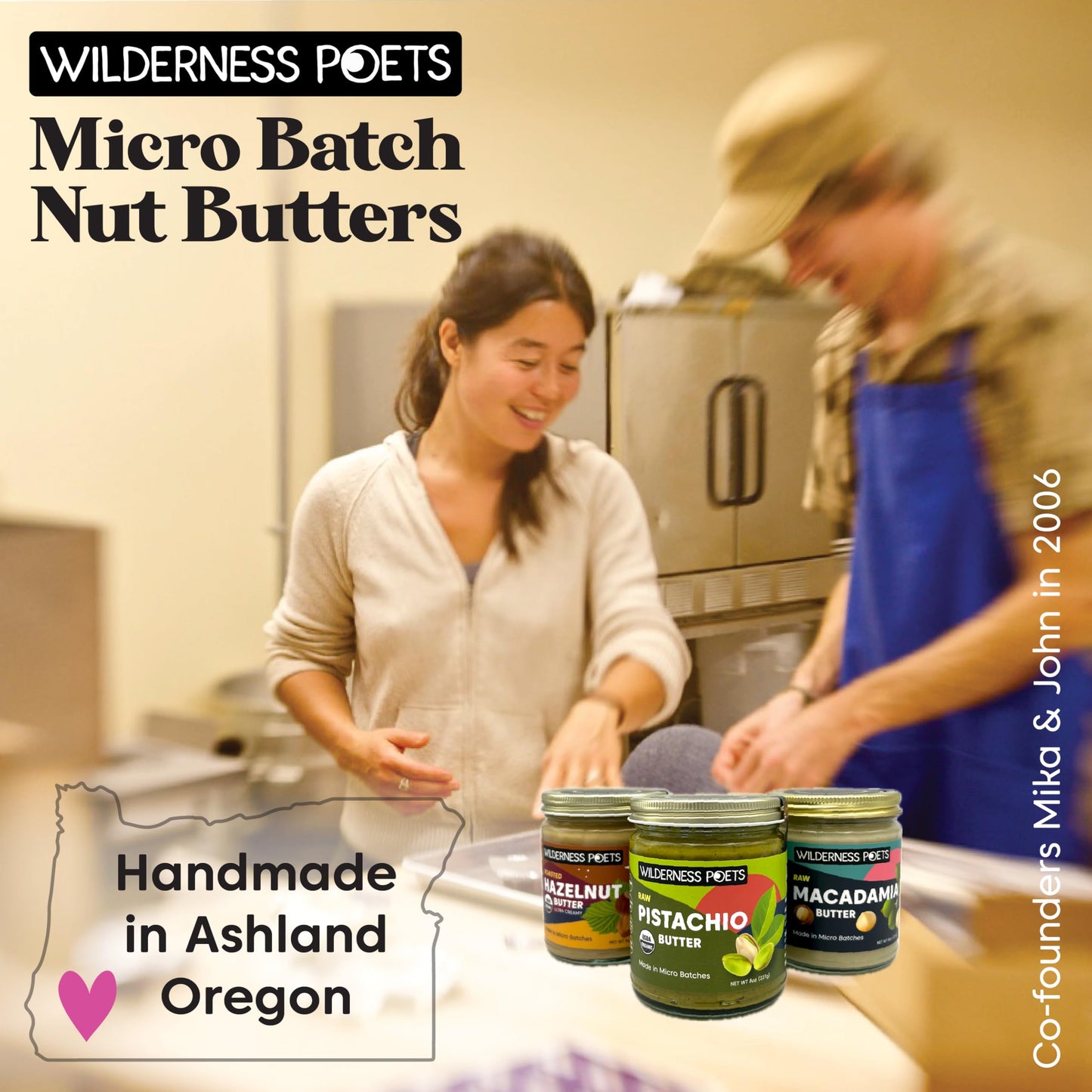 Wilderness Poets, Raw Macadamia Nut Butter - 3 Pack (8 Ounce Jars) - Vegan, No Salt - Glass Jars