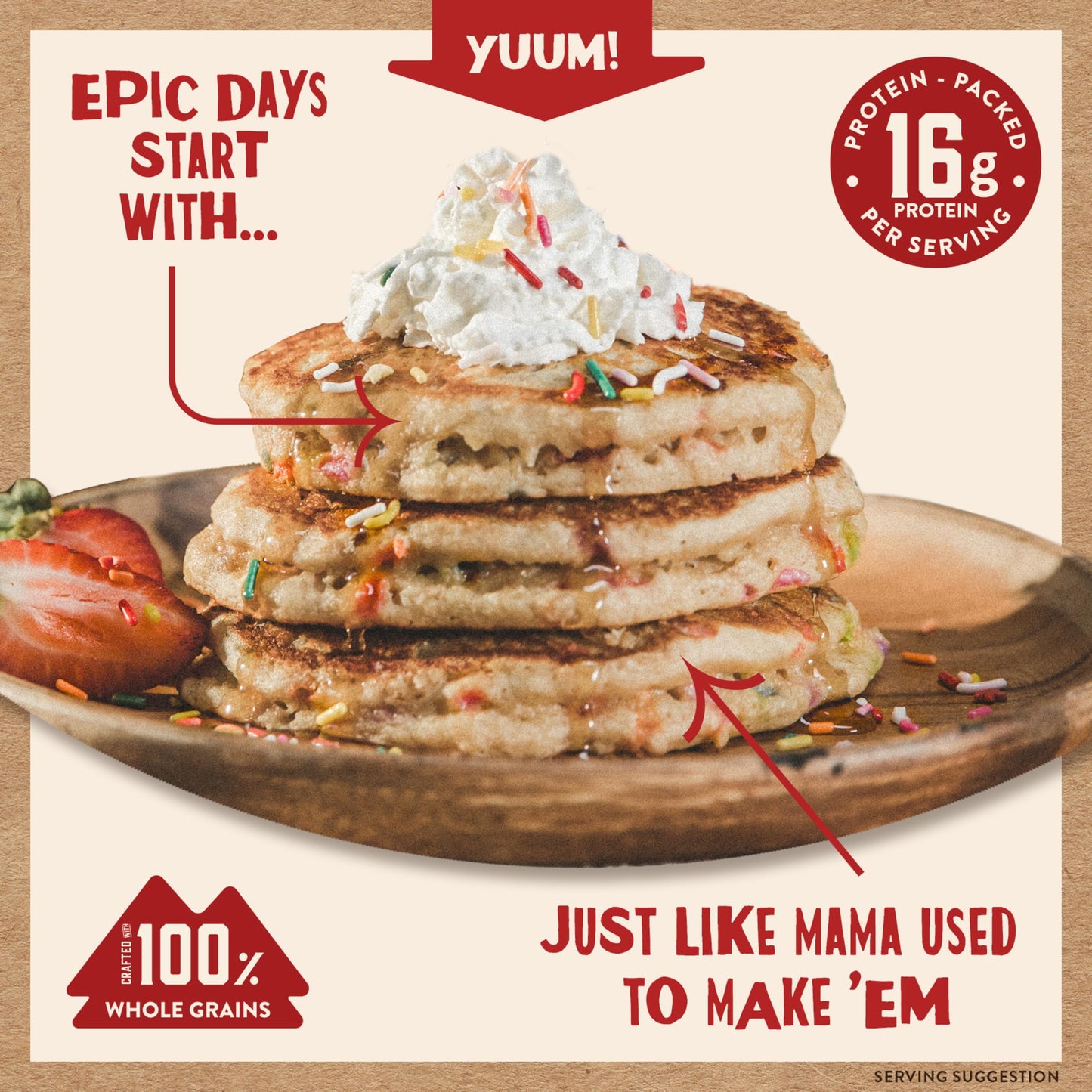 Kodiak Cakes Power Cakes - Protein Pancake Mix & Waffle Mix - 100% Whole Grain- Birthday Cake Flavor (Pack Of 6)