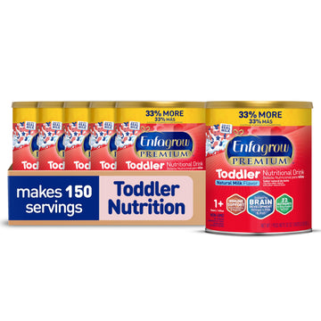 Enfagrow Enhanced Toddler Nutritional Drink, Made With Real Milk, Brain-Building Omega-3 Dha, Nutrients And Prebiotics For Growth & Immune Support, Non-Gmo, Toddler Milk Powder, 32 Oz Can, 6 Count