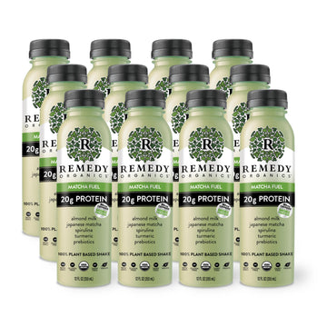 Remedy Organics Matcha Fuel 12-Pack | Plant Based 20g Protein Shakes, Ready to Drink | USDA Organic, Gluten Free, Dairy Free, So