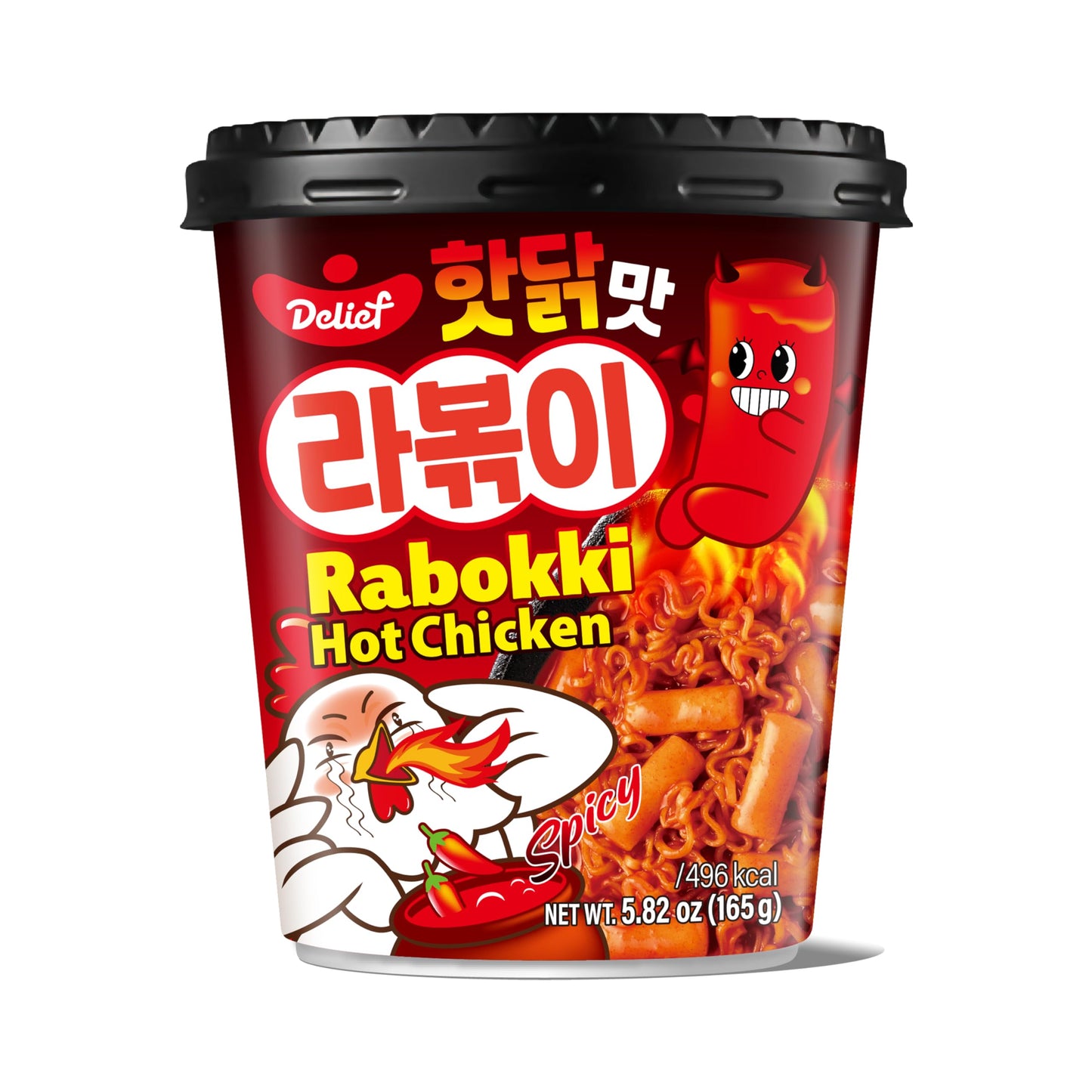 DELIEF Rabokki Hot Chicken Flavor 165g/5.82oz - Pack of 1, Korean Street Food, Ramen Noodle and Tteokbokki Rice Cake Combined in
