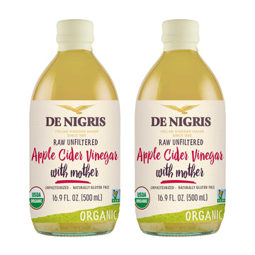 De Nigris Organic Apple Cider Vinegar Raw & Unfiltered, 16.9 Fl Oz (Pack of 2)