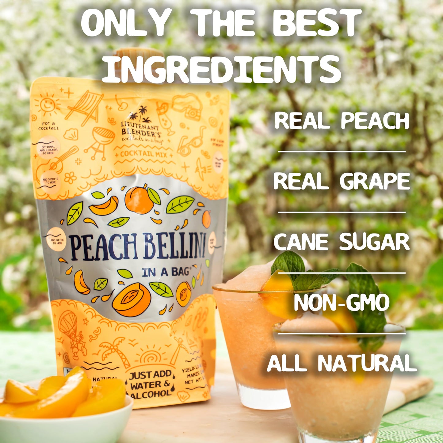 Lt. Blender Peach Bellini Wine Freezer Mix - All Natural Drink Mix - Pack of 5
