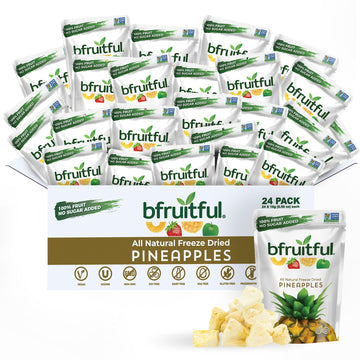 Bfruitful Freeze-Dried Pineapple, Freeze Dried Fresh Fruit Bites, Gluten Free, Vegan, Dairy Free, Kosher, No Sugar Added, Non Gm