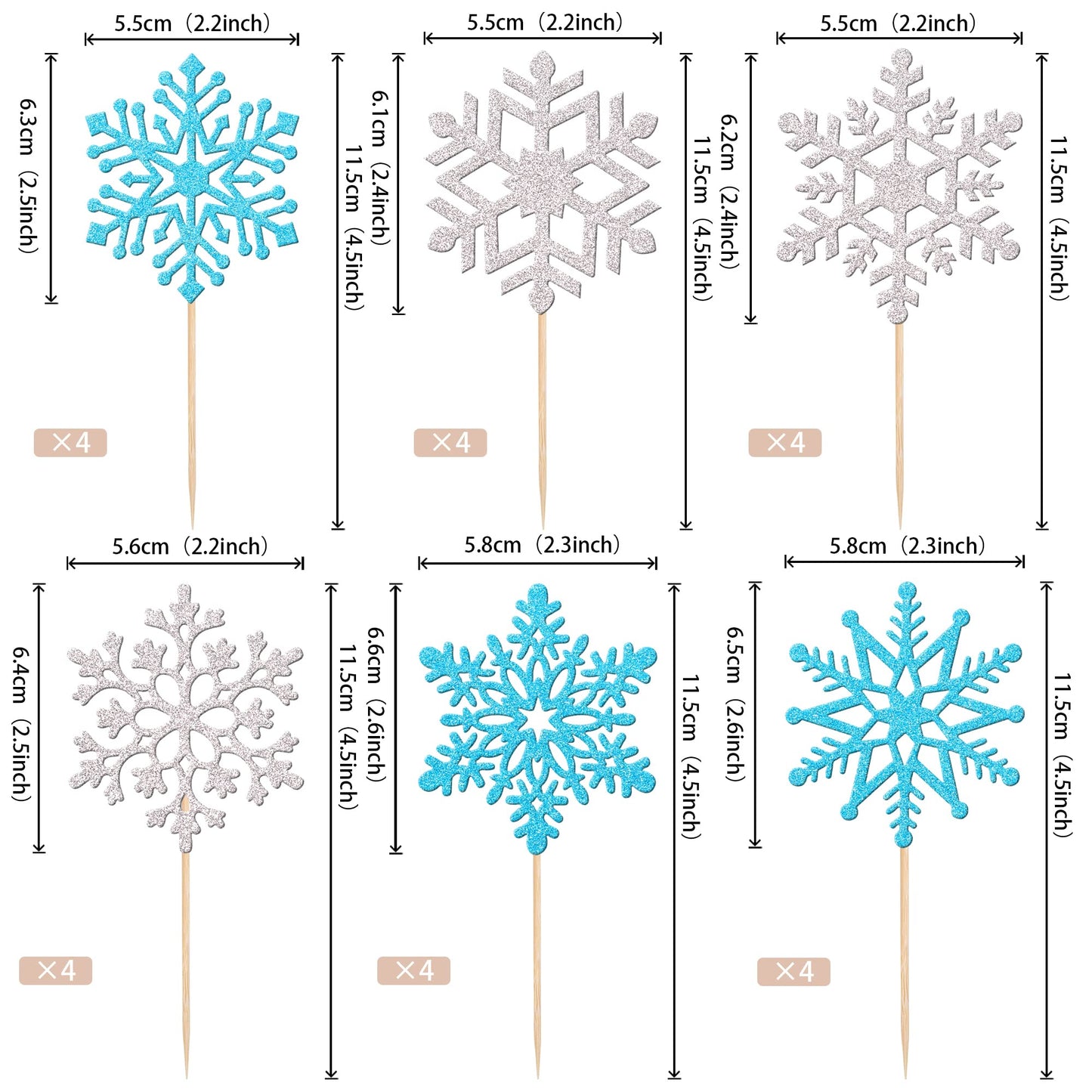 36 Pcs Snowflake Cupcake Toppers Glitter Winter Frozen Theme Cupcake Picks For Winter Wonderland Snowflake Theme Baby Shower Kid