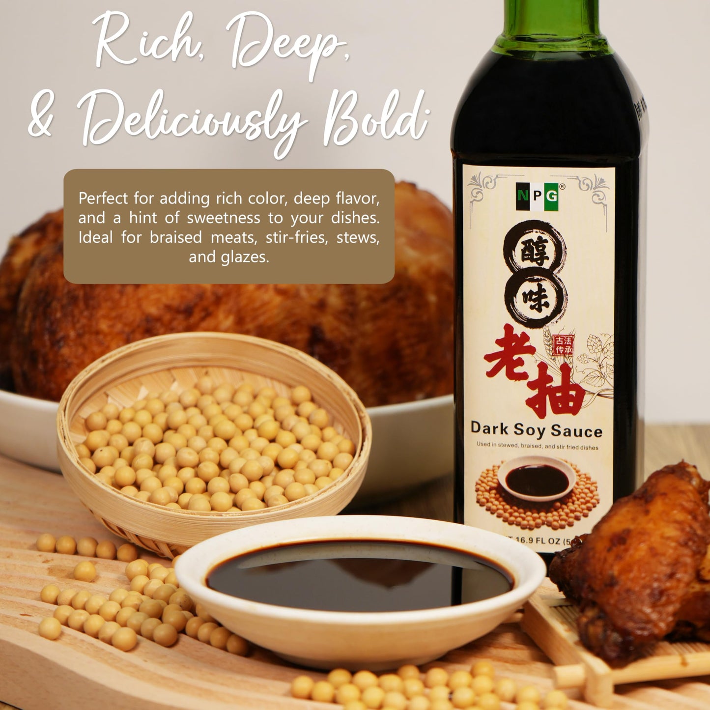 Npg Premium Dark Soy Sauce Set 16.9 Fl Oz (Pack Of 2), Soy Dipping Sauces For Fish, Dumpling, Noodles, And Marinade Meat, Perfec