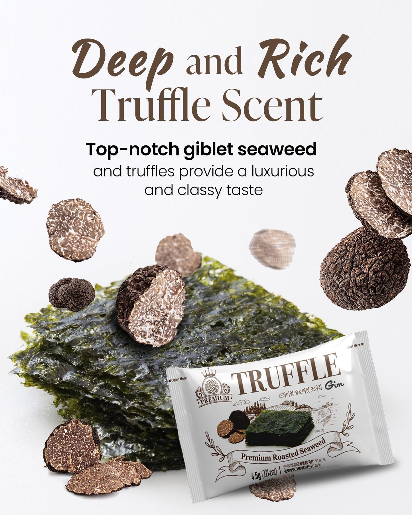 Got Banchan Truffle GIM - Premium Roasted Sea  Nori Sheets, Low Carb Snack, 0.16 Ounce (Pack of 10)