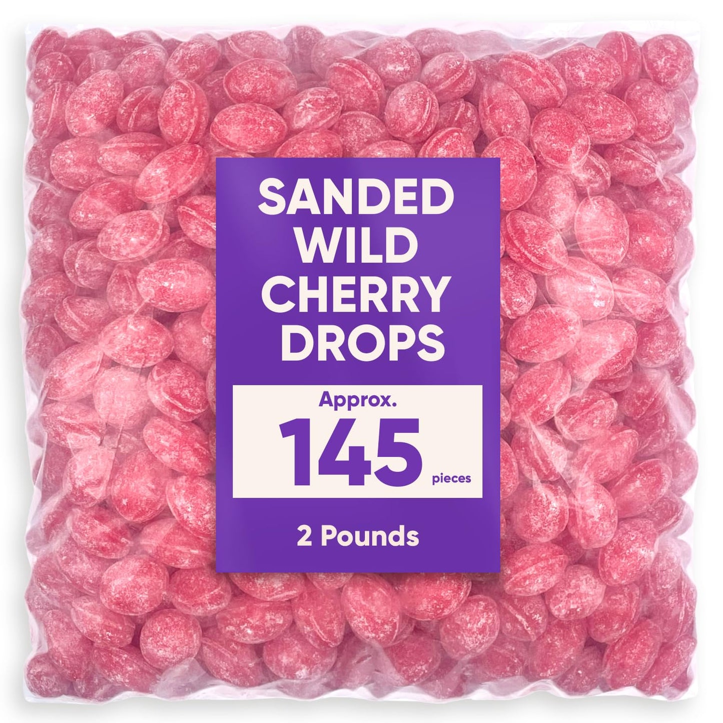 Claeys Sanded Wild Cherry Drops Hard Candy - 2 Pounds of Claeys old fashioned hard candy - Bulk Sanded Wild Cherry Halloween Can