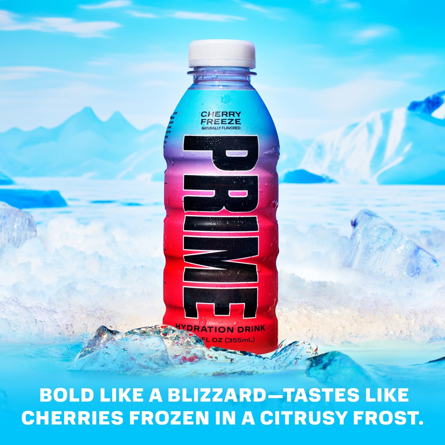 PRIME HYDRATION Sports Drinks Duo - Blue Freeze & Cherry Freeze, Electrolyte Enhanced, 12 Fl Oz (Pack of 24)