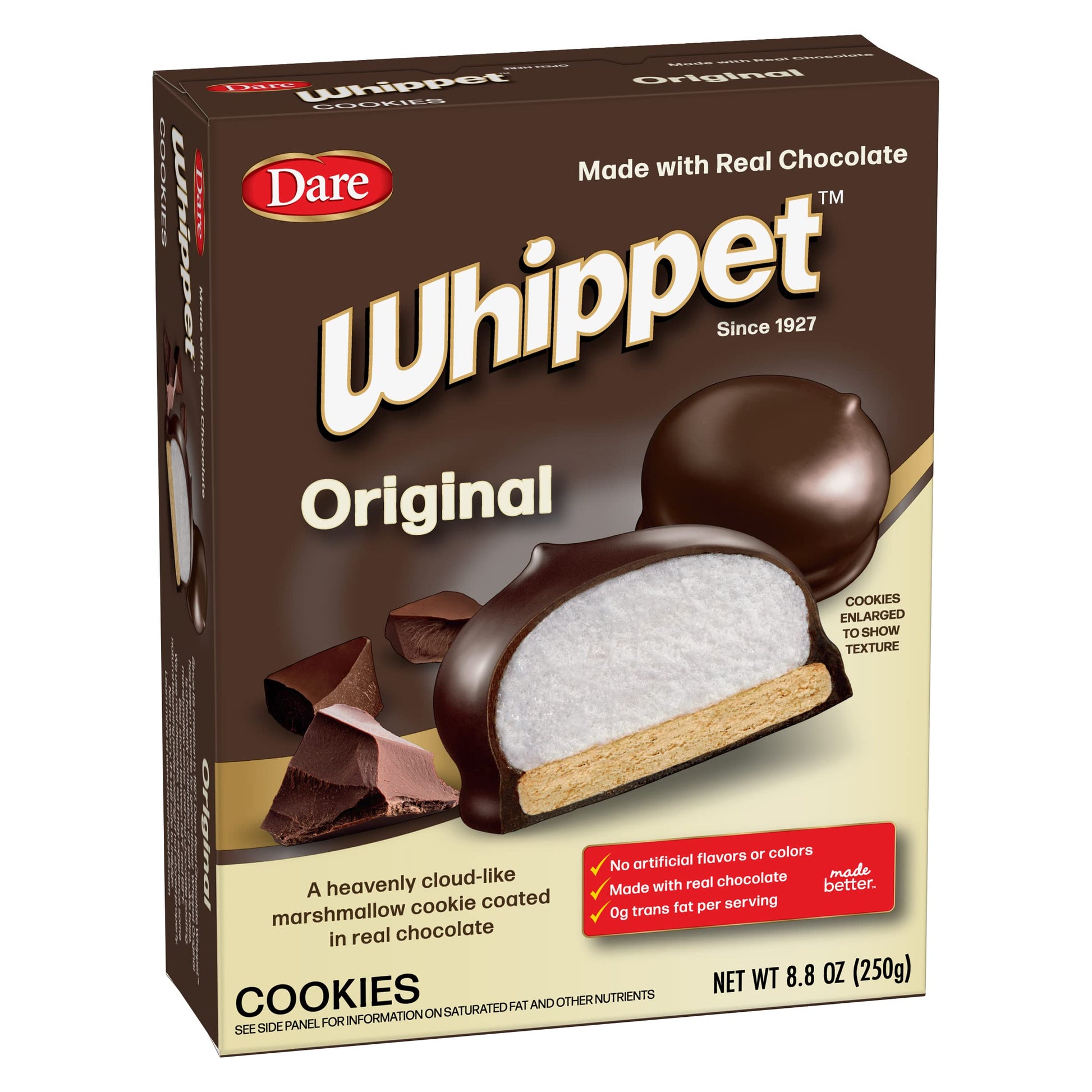 Dare Whippet Cookies  Oriflavor Blendal  Single Pack (14 Cookies) - Made With Real Chocolate  Cloud-Like Marshmallow  100% Peanut Free  8.8 Oz Box