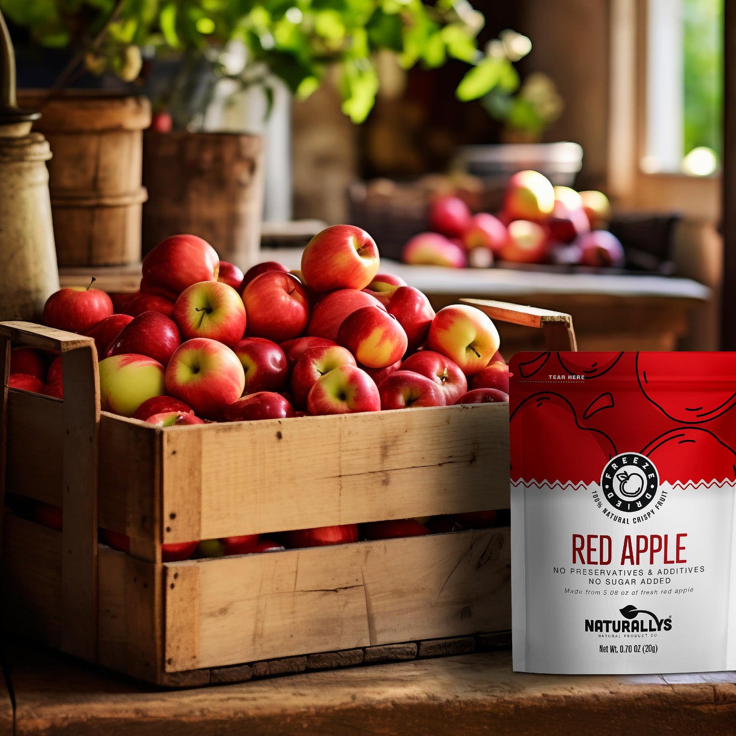 Naturallys Freeze-Dried Fruit Snacks, 100% All Natural, No Sugar Added, Red Apple