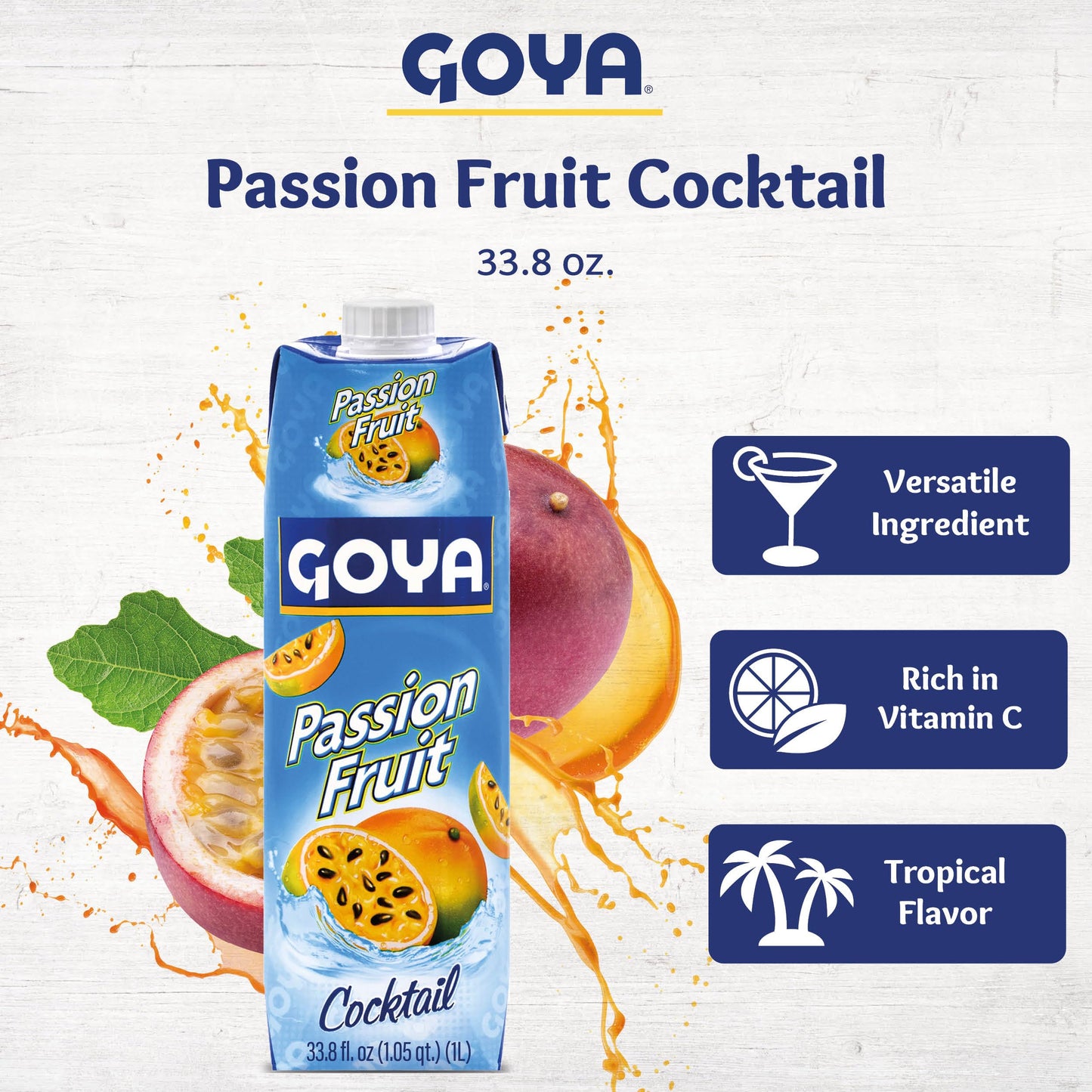 Goya Passion Fruit Cocktail, 33.8 oz, Pack of 2, 16.9 Fl Oz Each