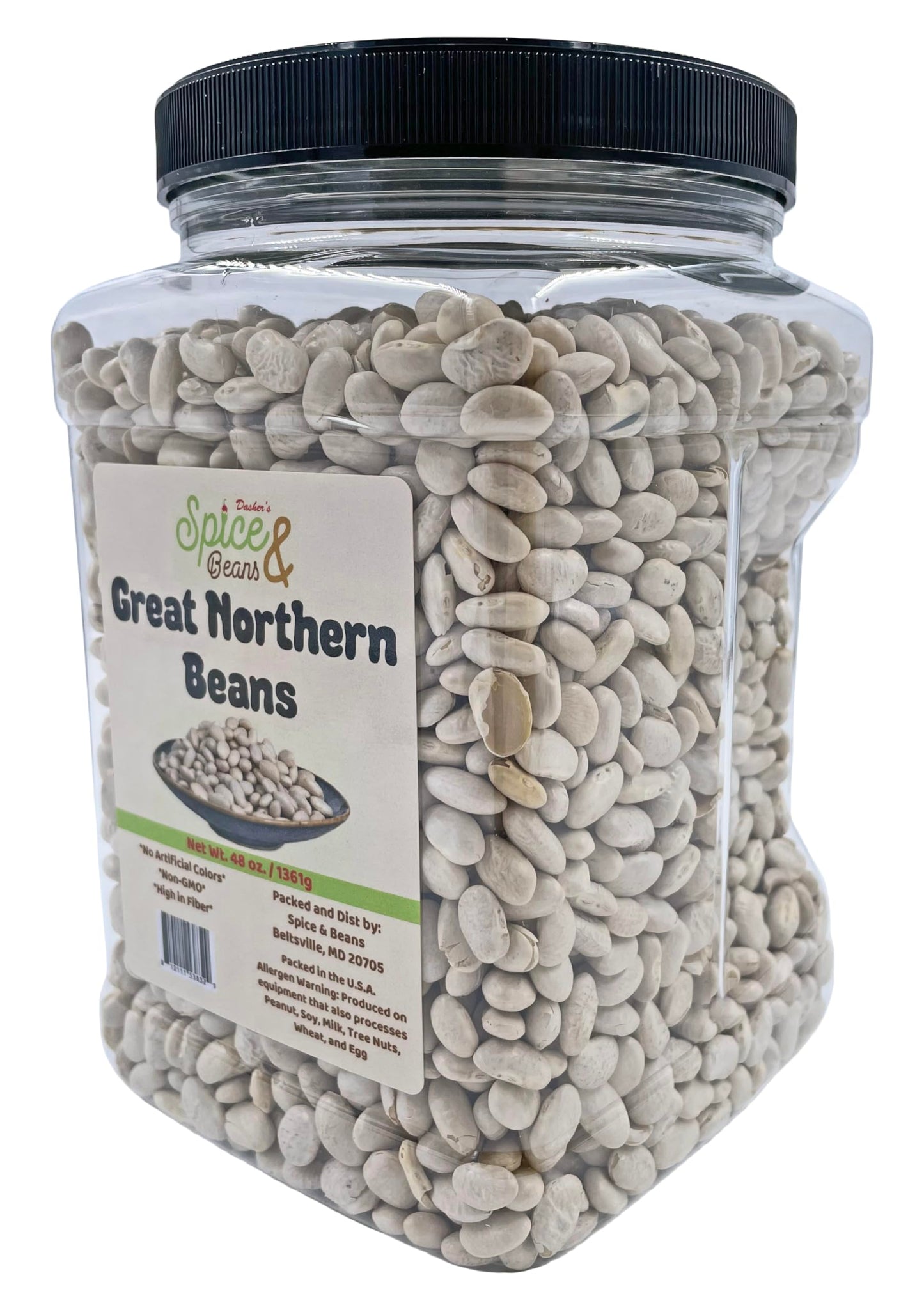 Dasher'S Spice & Beans Great Northern Beans | Resealable Jar | Non-Gmo | 3 Lbs.