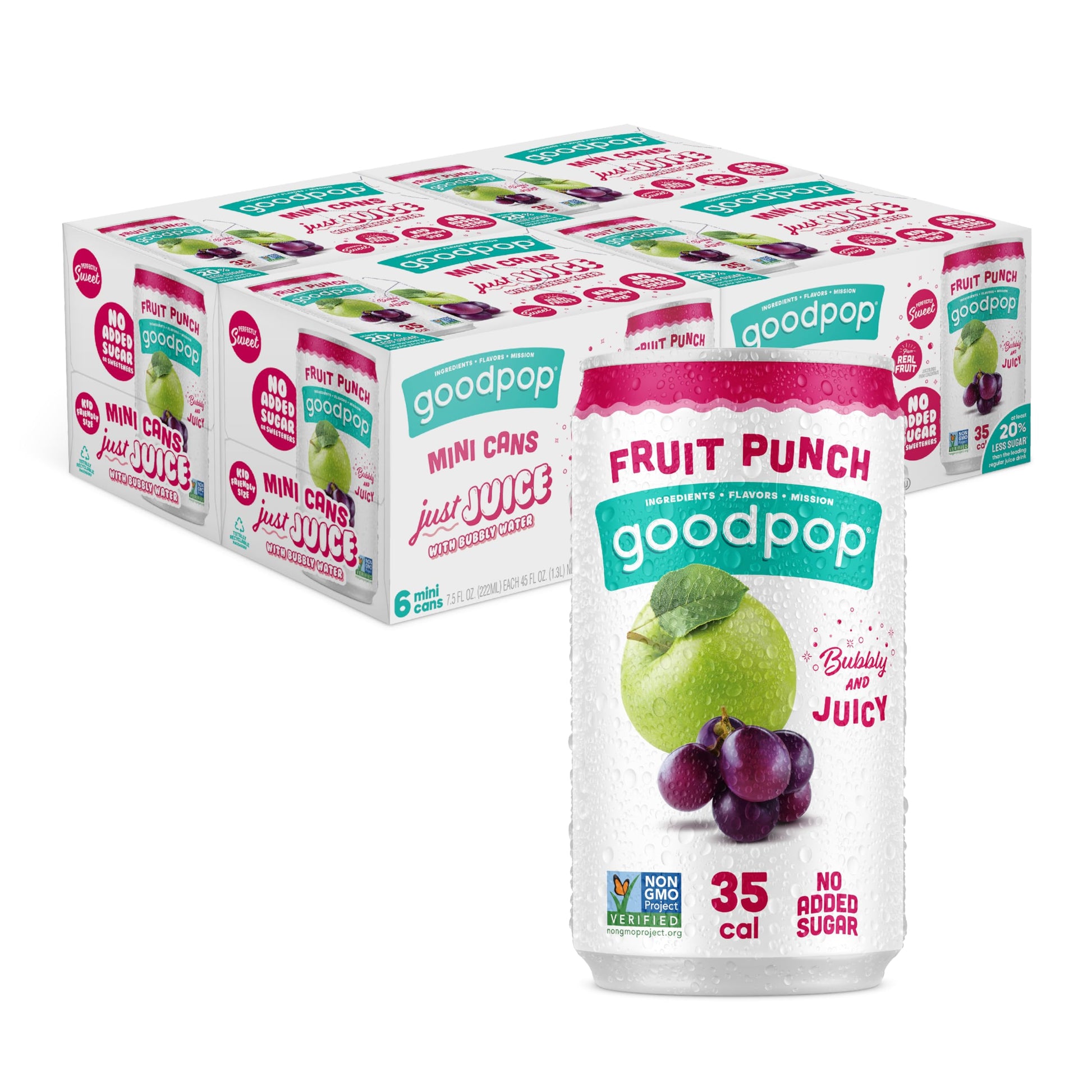 Goodpop Just Juice & Sparkling Water - 24 pack - 7.5OZ - Fruit Punch