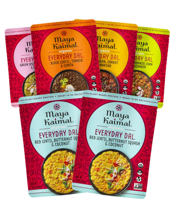 Maya Kaimal Foods - Organic Indian Everyday Dal - 6 Pack Variety Of 10Oz Ready To Eat Meals - Fully Cooked - Vegan - Kosher - Mi