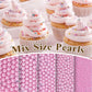Twisweet Pink Pearl Sprinkles For Cake Decorating, Edible Sugar Pearls For Baking, Mix Size, Cake Topper Cupcake Cookie Ice Cream Dessert Decorations, Baby Shower Wedding Birthday Valentine Supplies (130G/4.58Oz)