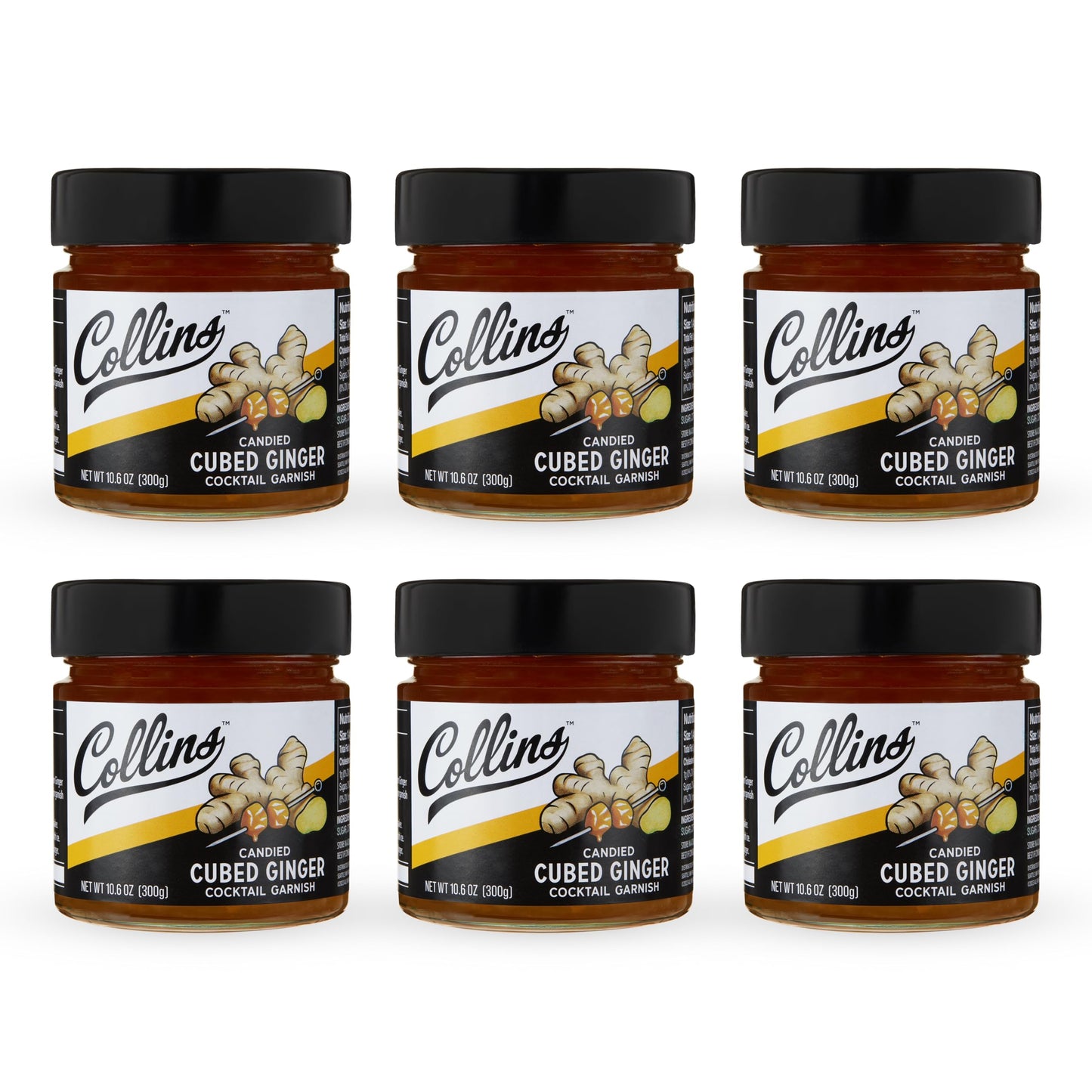 Collins Candied Flavor Blendger Pieces In Syrup For Mixed Flavors  Gluten Free Skinny Mixed Flavor Garnish For Moscow Mule  Iced Tea  Ideal For Bars  Restaurants  Hotels  Desserts  Baking Supplies  10.6 Oz  Set Of 6