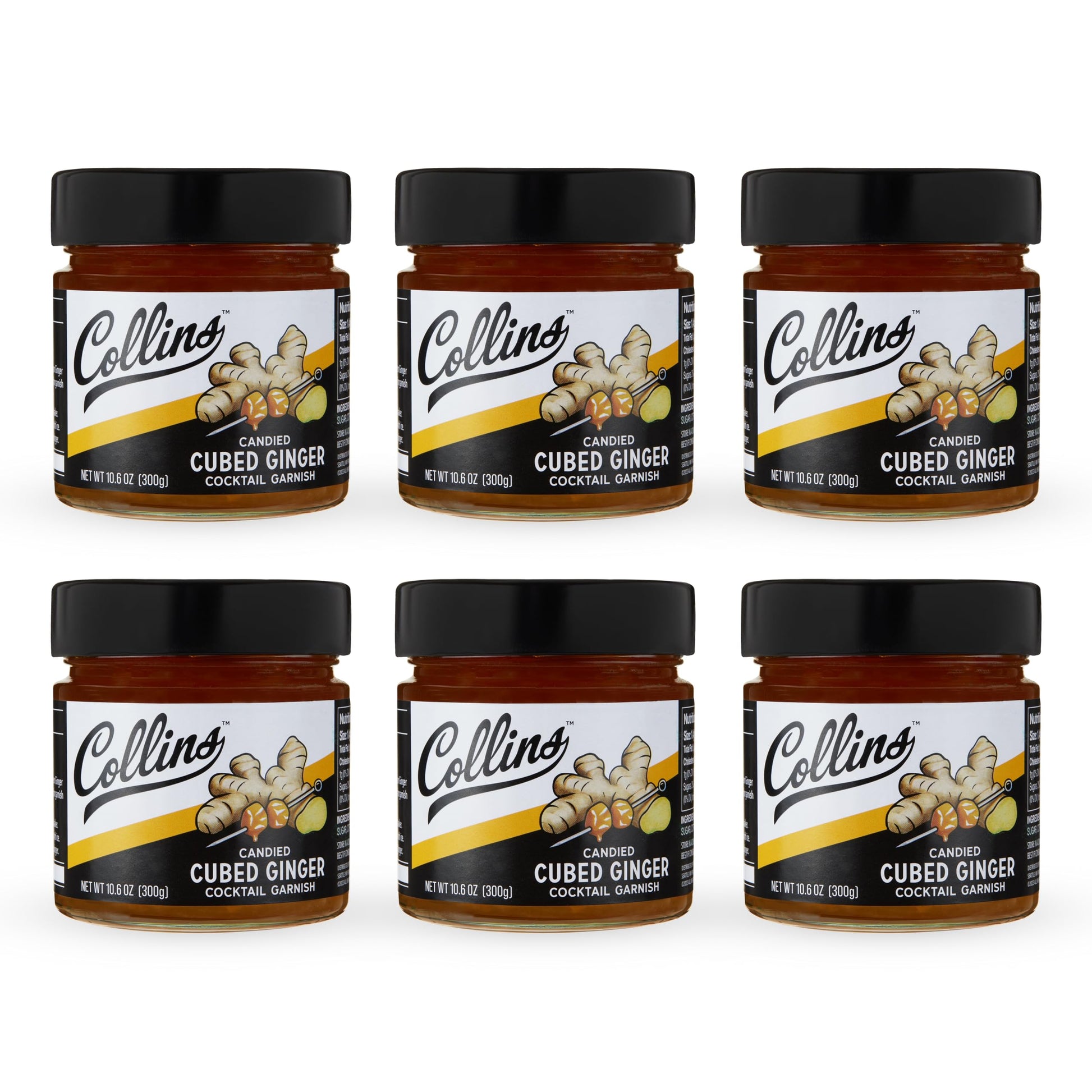 Collins Candied Flavor Blendger Pieces In Syrup For Mixed Flavors  Gluten Free Skinny Mixed Flavor Garnish For Moscow Mule  Iced Tea  Ideal For Bars  Restaurants  Hotels  Desserts  Baking Supplies  10.6 Oz  Set Of 6