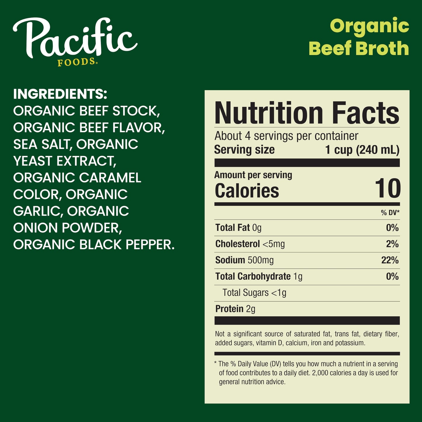 Pacific Foods Organic Beef Broth, 32 Oz Carton (12 Pack)