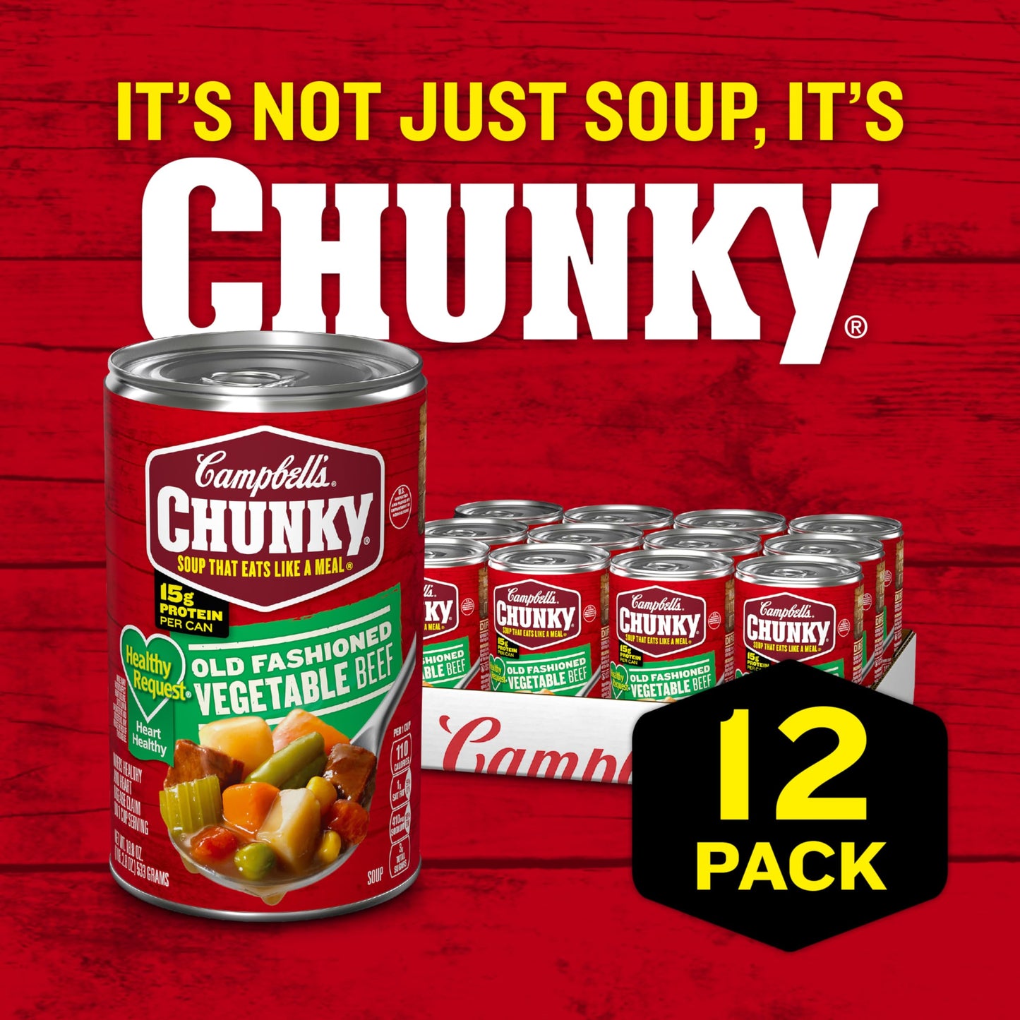 Campbells Chunky Healthy Request Soup, Old Fashioned Vegetable Beef Soup, 18.8 Oz Can (Case of 12)