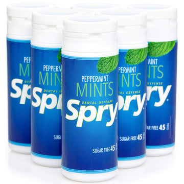 Spry Xylitol Mints Peppermint 45 Count (6-Pack) - Breath Mints That Promote Oral Health Increase Saliva Production And Stop Bad