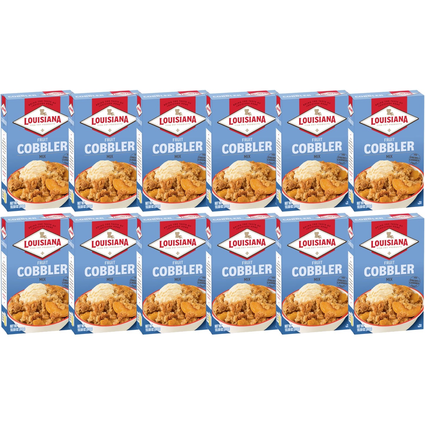 Louisiana Fish Fry Cobbler Mix 10.58 oz. (Pack of 12) - Easy Homemade Dessert in Minutes - Just Add Your Favorite Fruit - Perfec