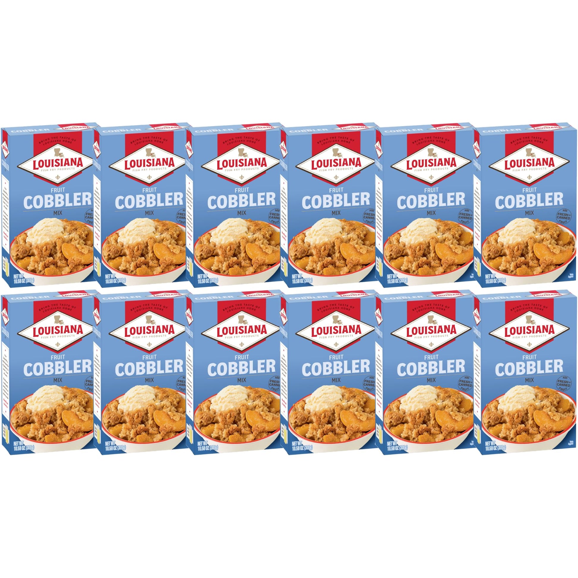 Louisiana Fish Fry Cobbler Mix 10.58 oz. (Pack of 12) - Easy Homemade Dessert in Minutes - Just Add Your Favorite Fruit - Perfec