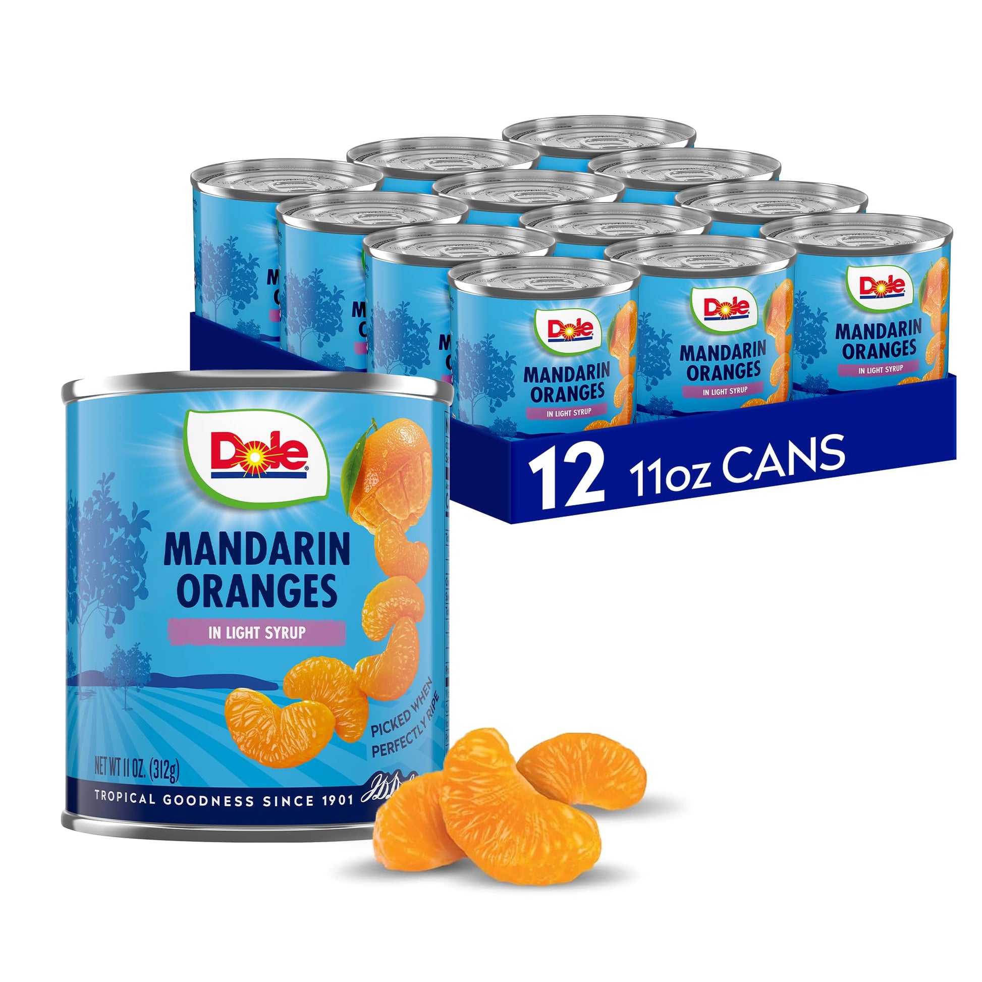 Dole Mandarin Oranges in Light Syrup - Dole Canned Fruit - Rich Source of Vitamin C - 11 oz Cans - 12 Pack
