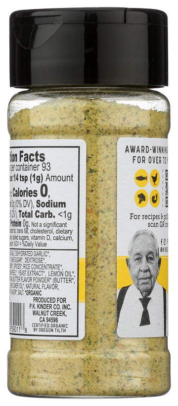 Kinders Organic Lemon Butter Garlic Seasoning, 3.3 Oz