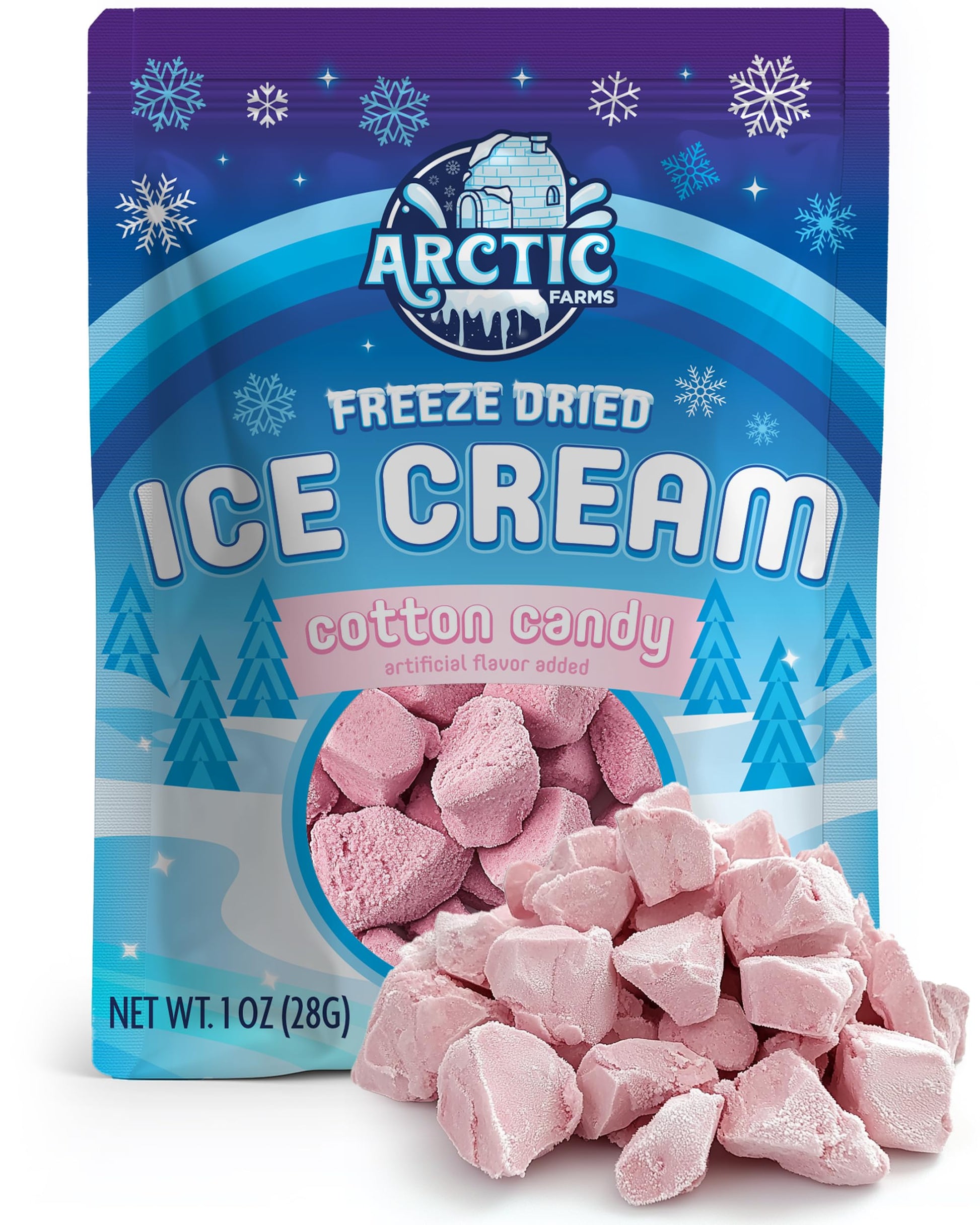 Arctic Farms Freeze Dried Ice Cream that Does Not Melt (Cotton Candy - Pink)