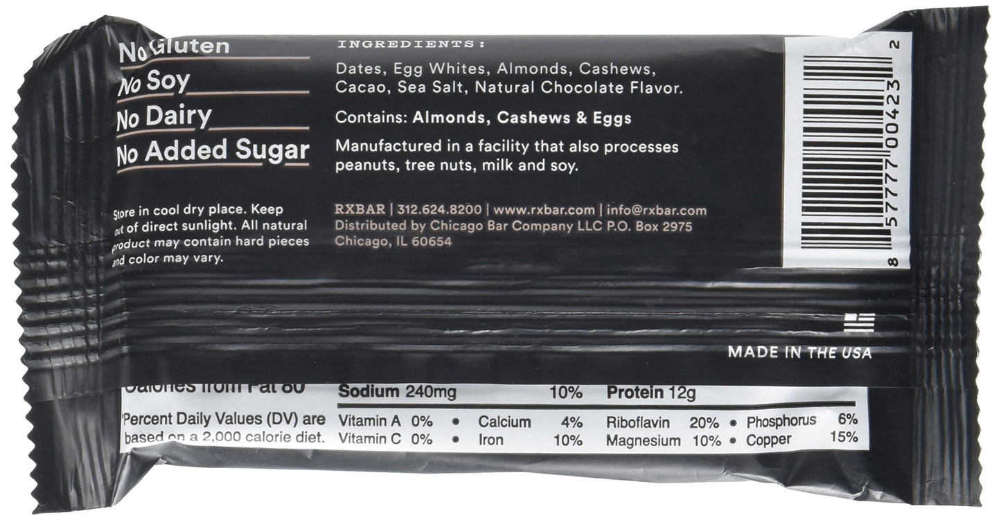 Rx Bar Chocolate Sea Salt, Protein Bar, 1.83 Oz, 12 Count