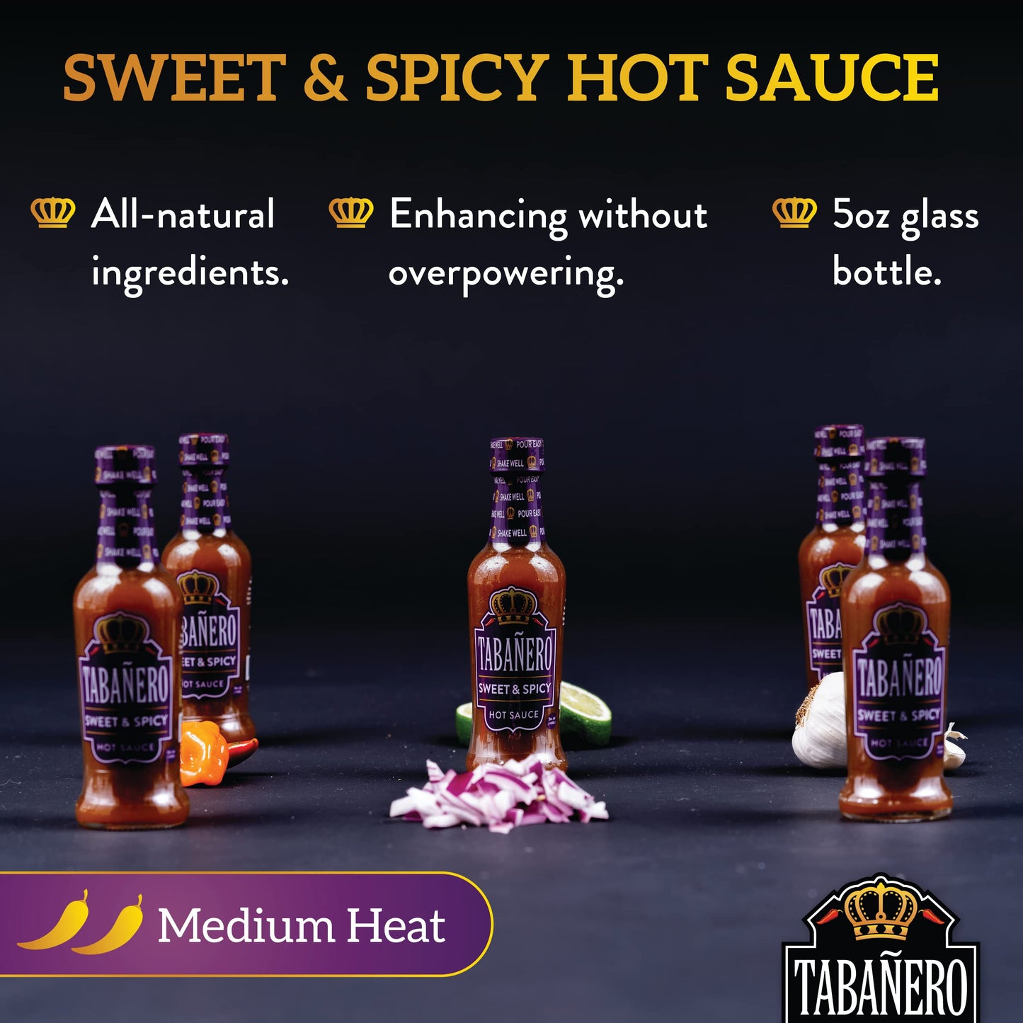 Sweet & Spicy Hot Sauce By Tabaero, Gourmet Hot Sauce Gift, Fiesta Party Favors, All Natural, Gluten Free, Low Sodium, Vegan, Ko