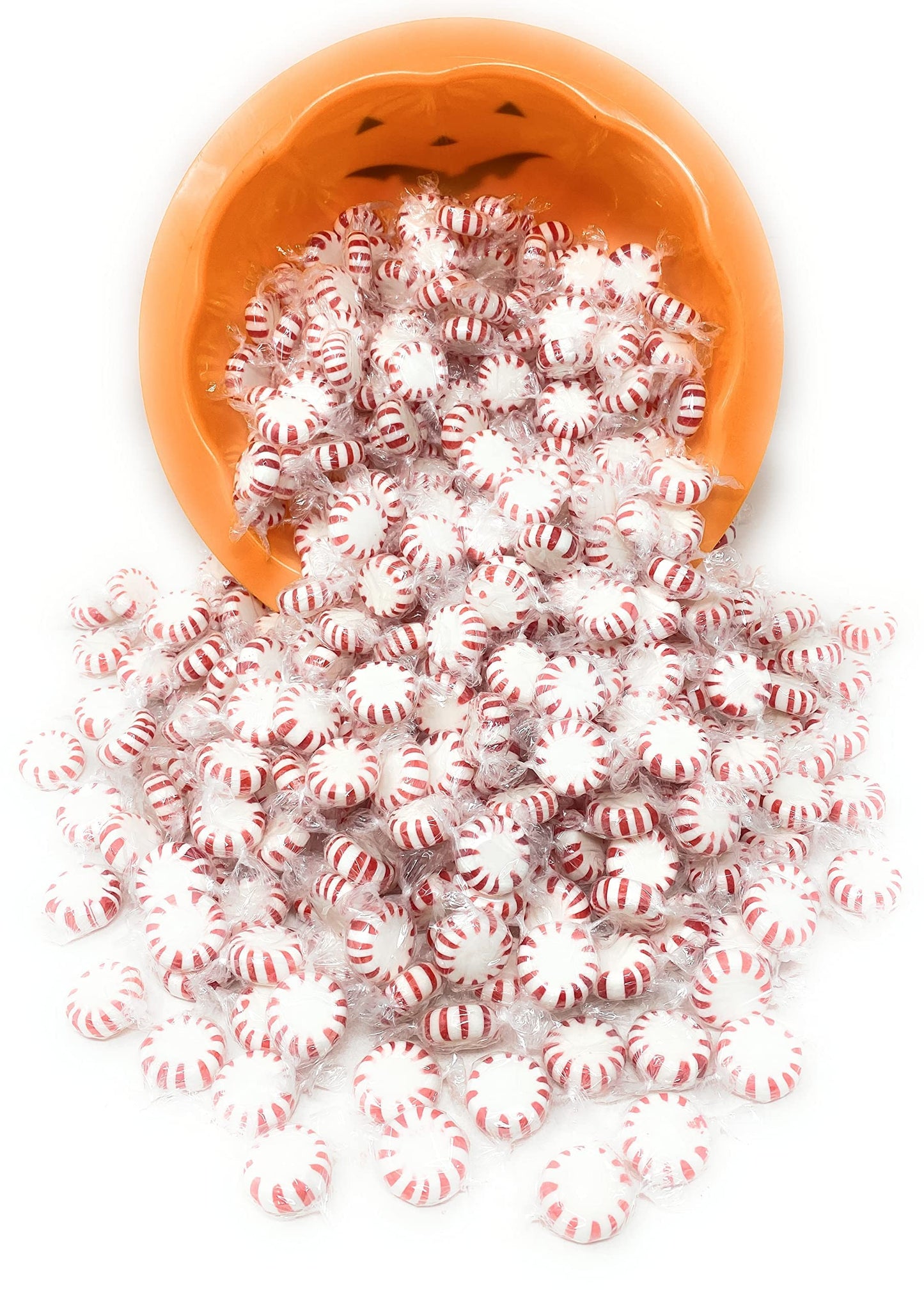 Assortit Halloween Peppermint Starlights Mints Hard Candy Discs, 6 lb Bulk, Individually Wrapped, White & Red, 450+ pcs