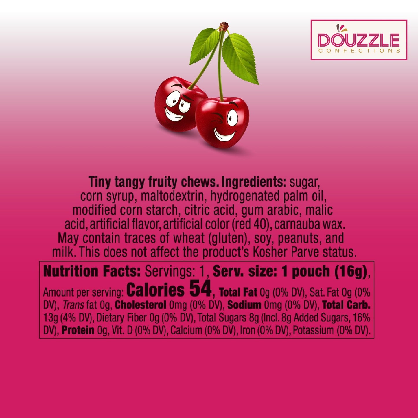 DOUzzle Back To School Oodles Cherry Tiny Tangy Fruity Chews Mix (12 Count, 1 Pack) Individually Wrapped, Party Favor, Goodie Ba