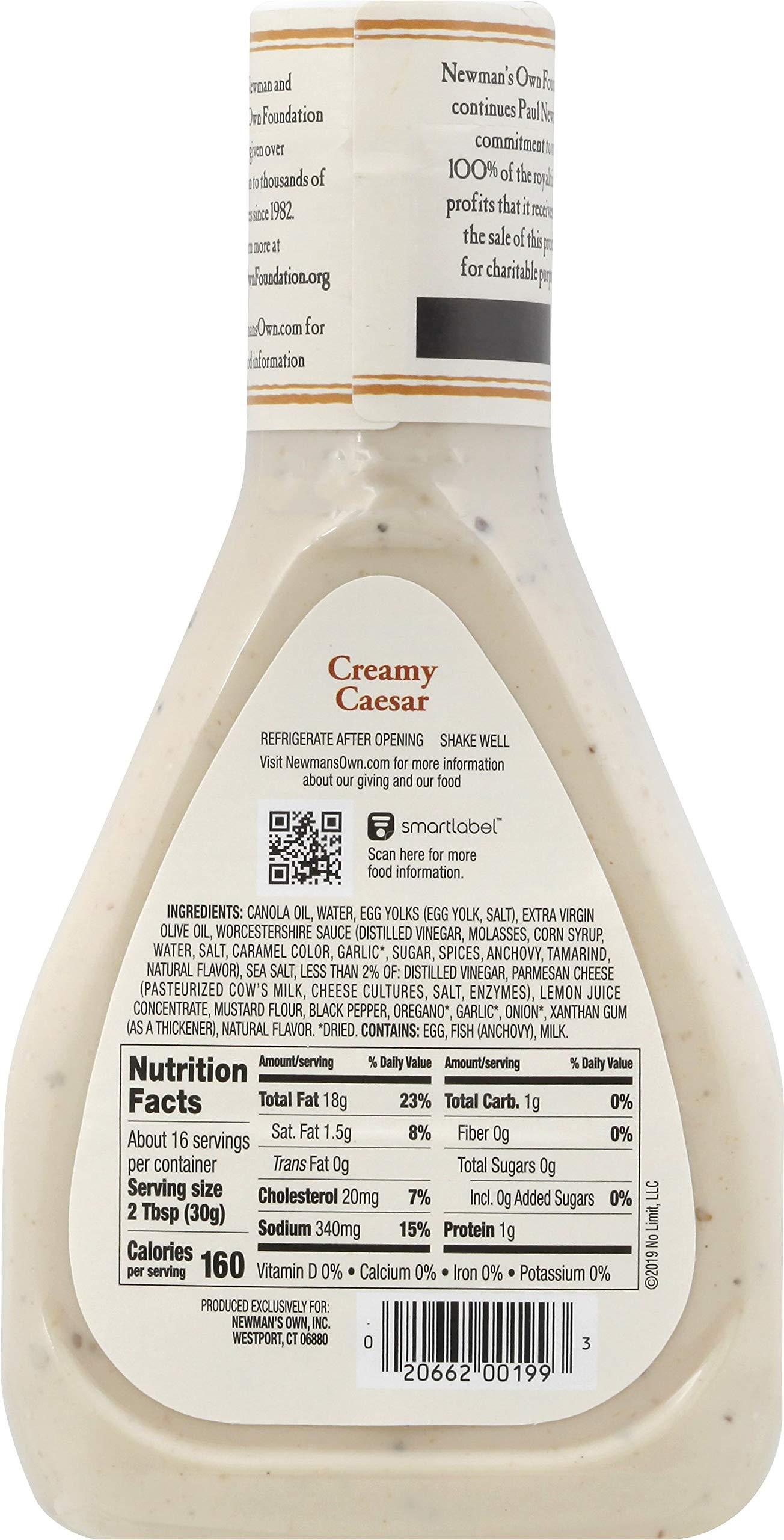 Newmans Own Creamy Caesar Salad Dressing, 16 oz, Pack of 6