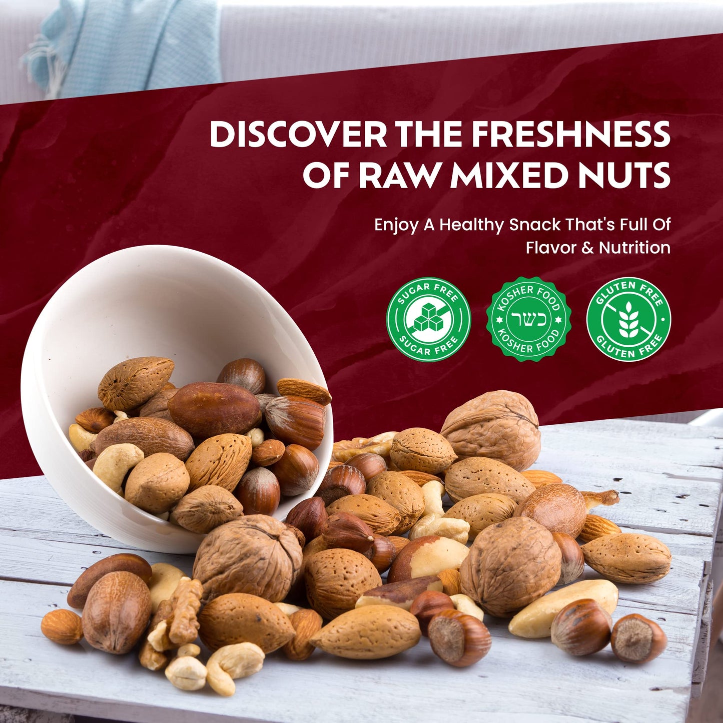 Deluxe Mixed Nuts In-Shell 3 Pounds,(48oz) | Raw and Unsalted Mixed Nuts | Fresh Snack Mix | Healthy and Delicious Nuts Mix | Ko