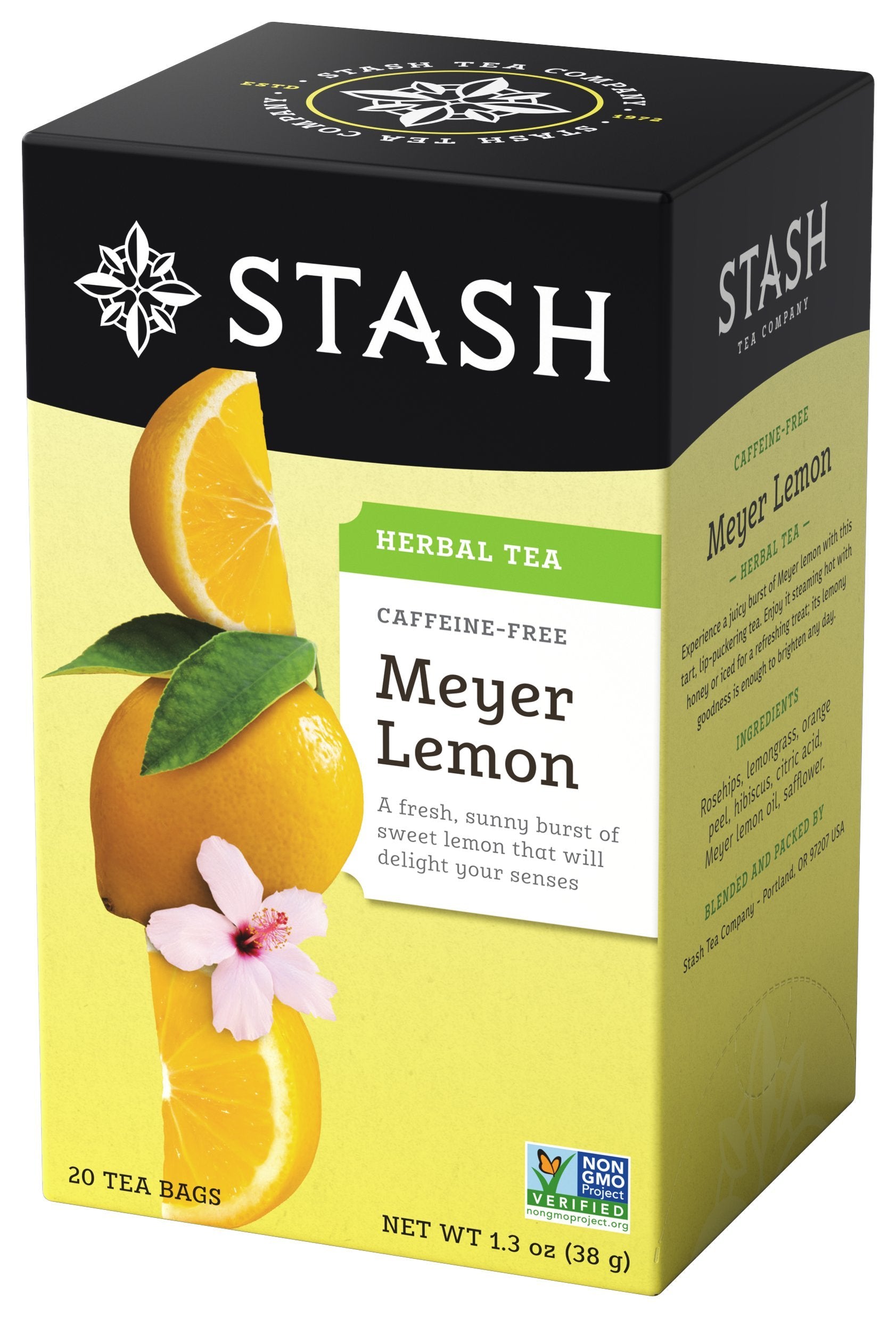 Stash Tea Meyer Lemon Herbal Tea - 6 Boxes, 20 Tea Bags Each (120 Total) - Caffeine-Free Herbal Blend
