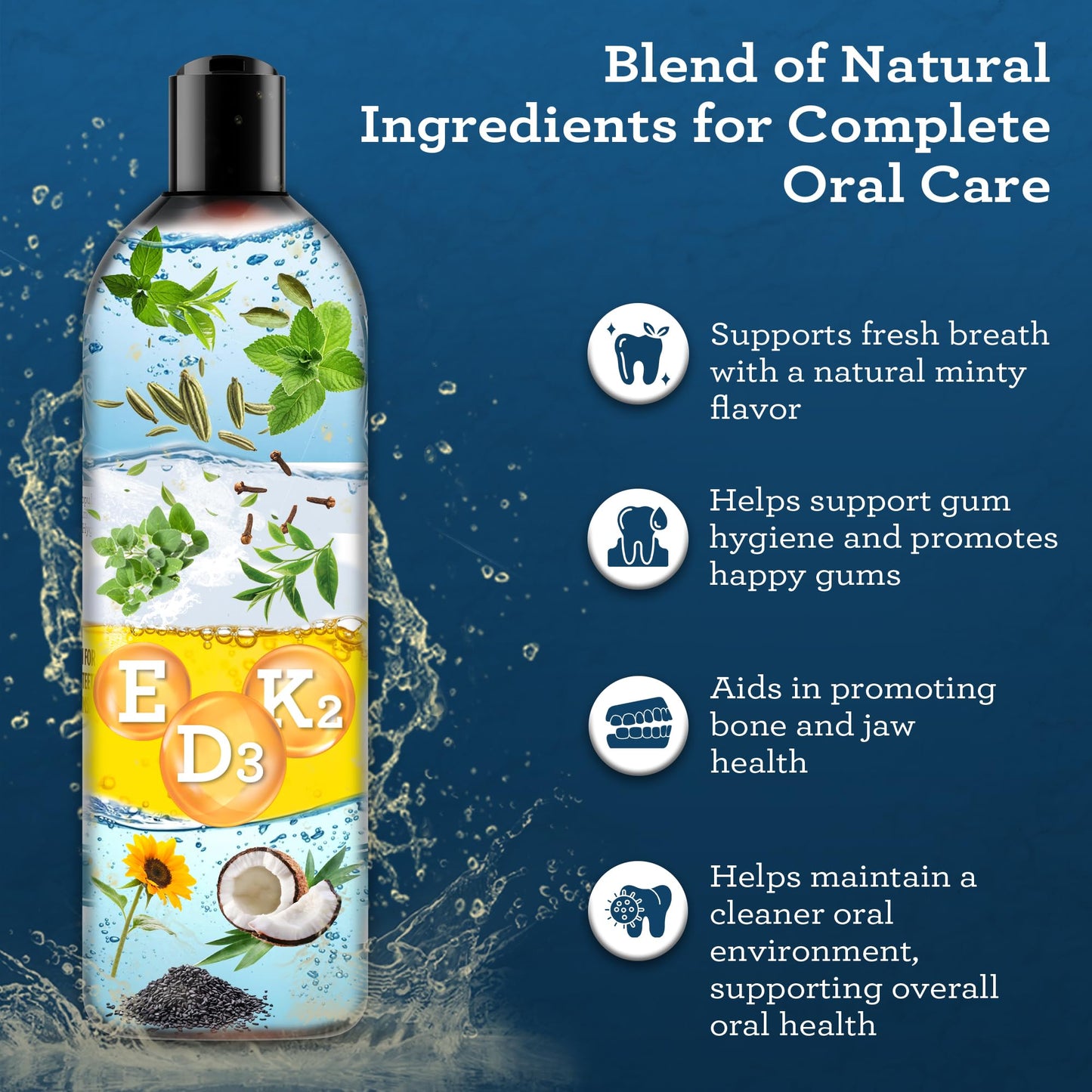 Gurunanda Advanced Formula Oil Pulling With Tongue Scraper - Coconut Oil Natural Mouthwash For Healthy Teeth & Gums With Vitamin