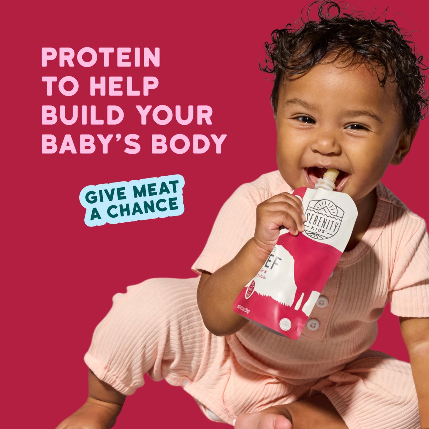 Serenity Kids 6+ Months Baby Food Pouches Puree Made With Ethically Sourced Meats & Organic Veggies | 3.5 Ounce Bpa-Free Pouch | Grass Fed Beef, Kale, Sweet Potato | 1 Count