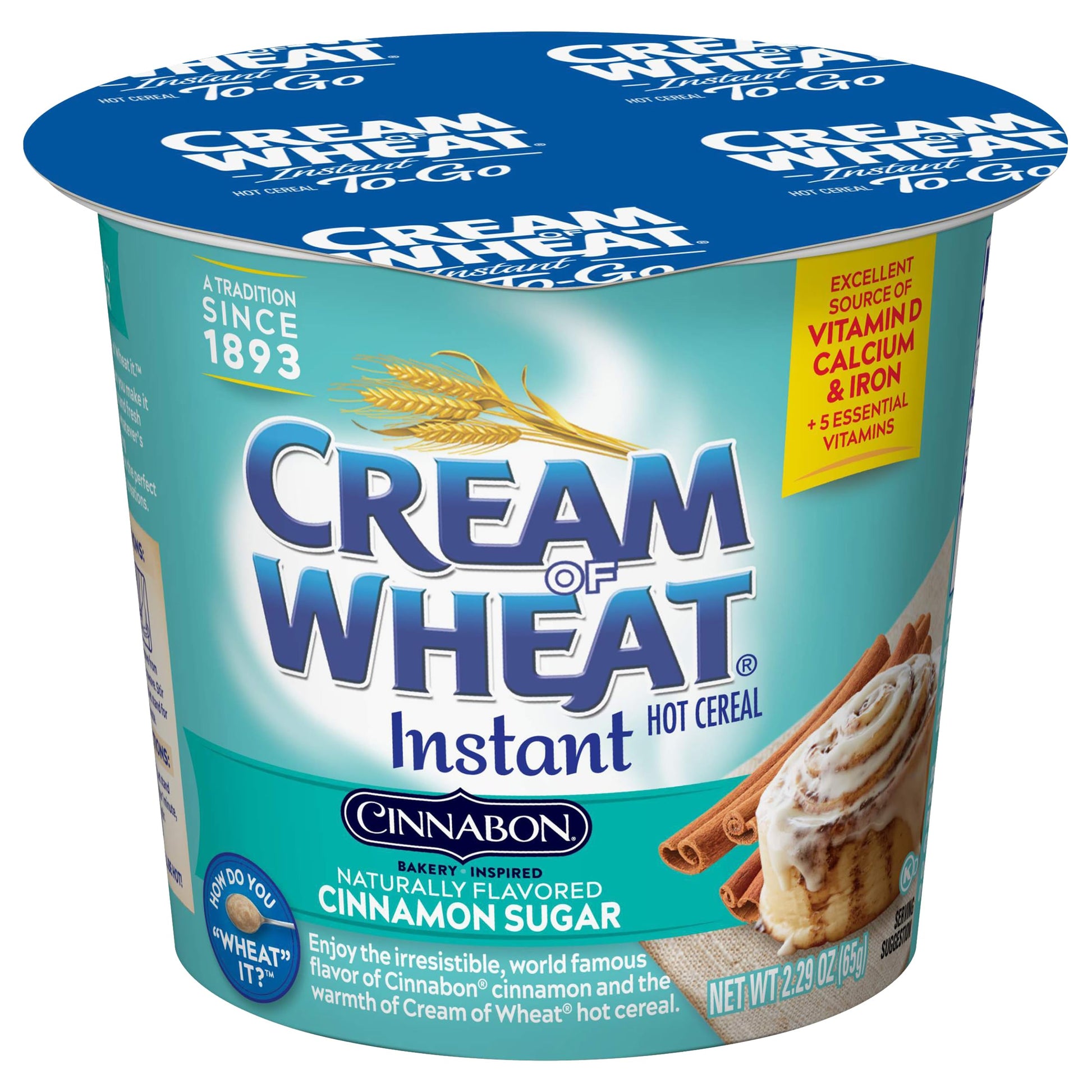 Cream of Wheat Instant Hot Cereal To-Go Cups, Cinnabon, 2.29 Ounce (Pack of 6)