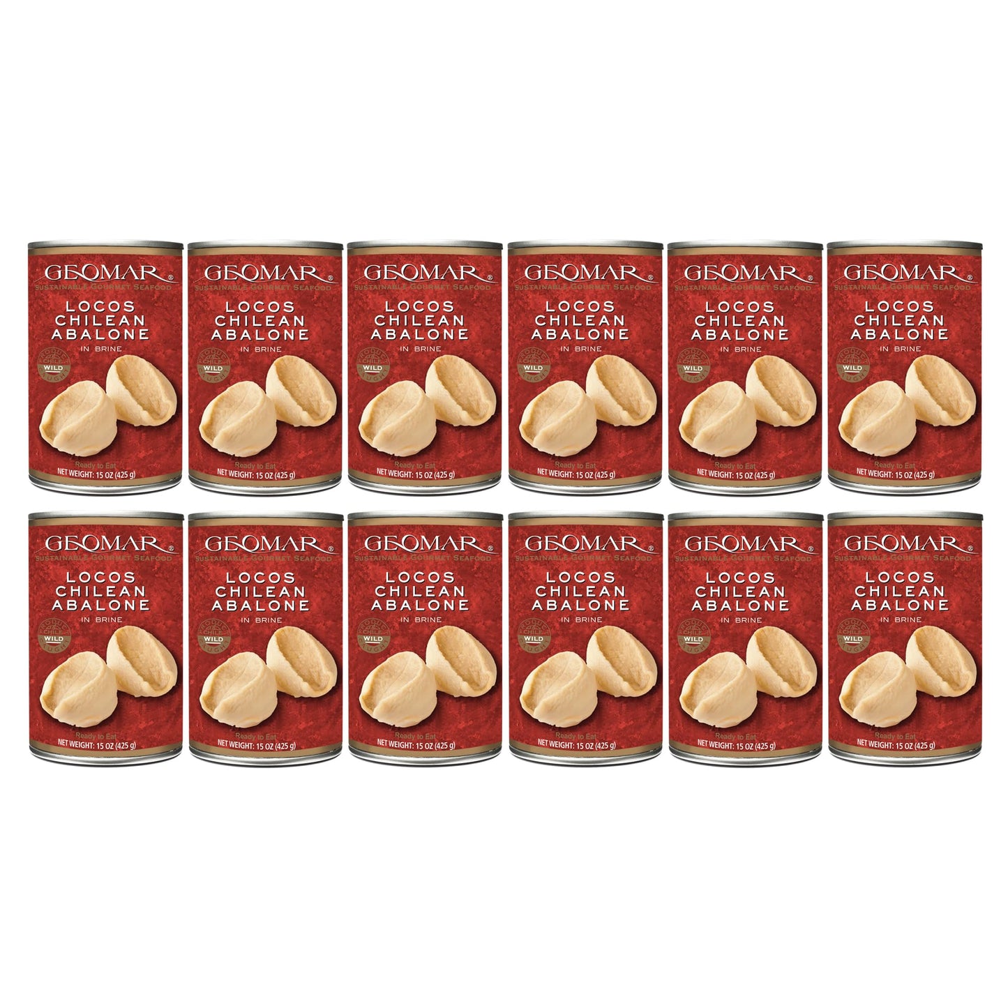 Geomar Locos (Chilean Abalone) in Brine, High Protein Seafood Delicacy, 12 Pack, Ready-to-Eat, Hand Caught by Divers
