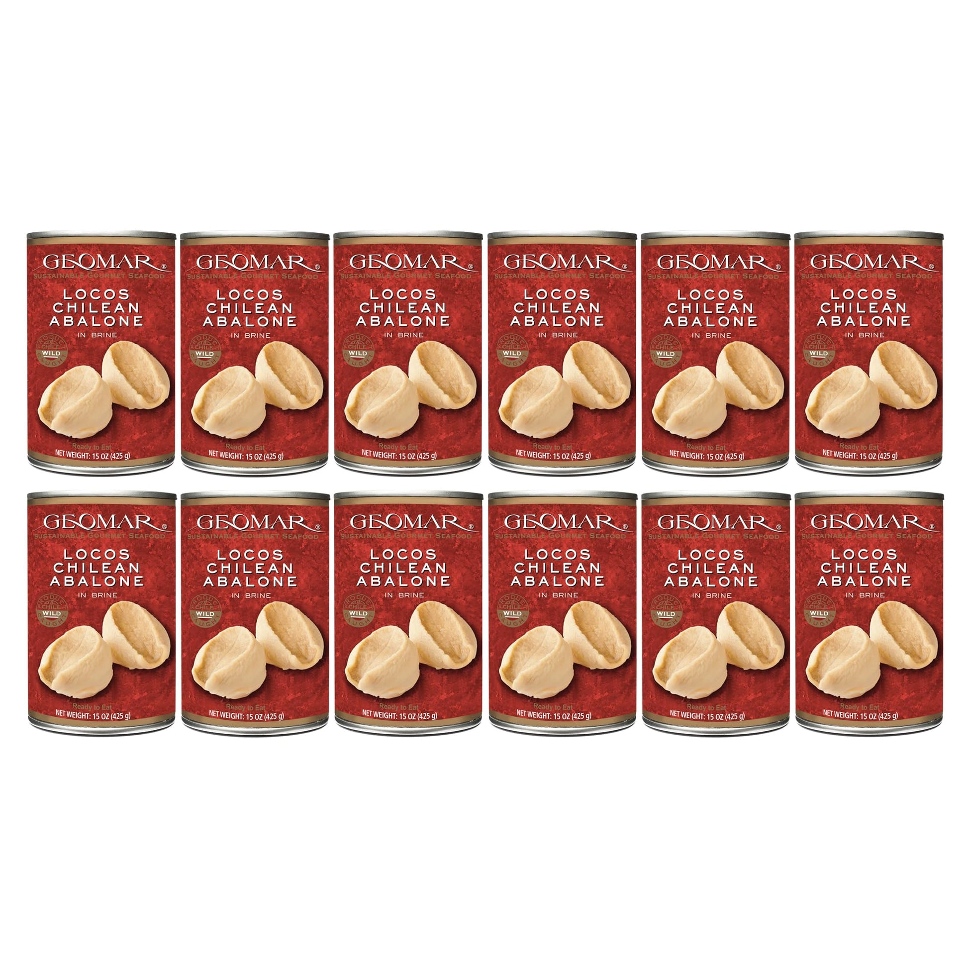 Geomar Locos (Chilean Abalone) in Brine, High Protein Seafood Delicacy, 12 Pack, Ready-to-Eat, Hand Caught by Divers