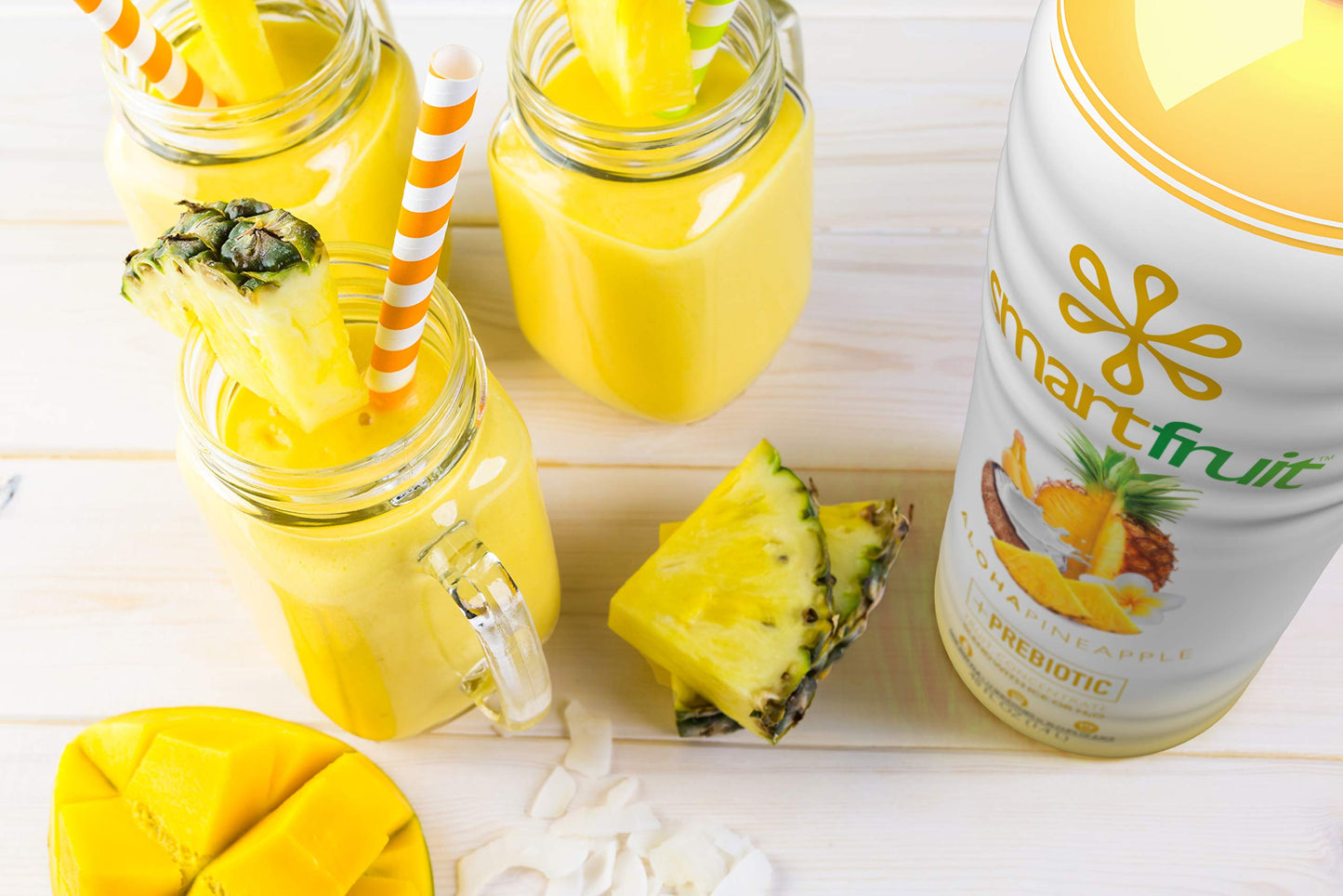 Smartfruit Aloha Pineapple + Prebiotic – 100% Real Fruit Purée With Pineapple, Banana, Apple & Coconut – Great For Smoothies, Juice, Yogurt, Cocktails, Teas – High In Vitamin A – 2-Pk, 48Oz Each