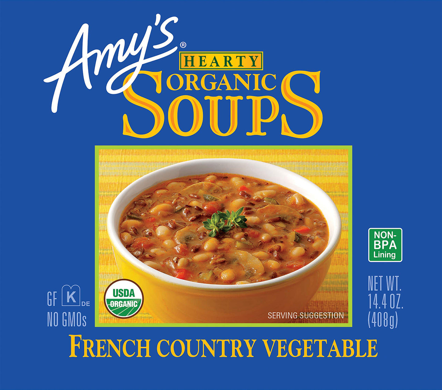 Amy’S Soup, Vegan Hearty French Country Vegetable Soup, Gluten Free, Made With Organic Rice, Vegetables And Herbs, Canned Soup, 14.4 Oz