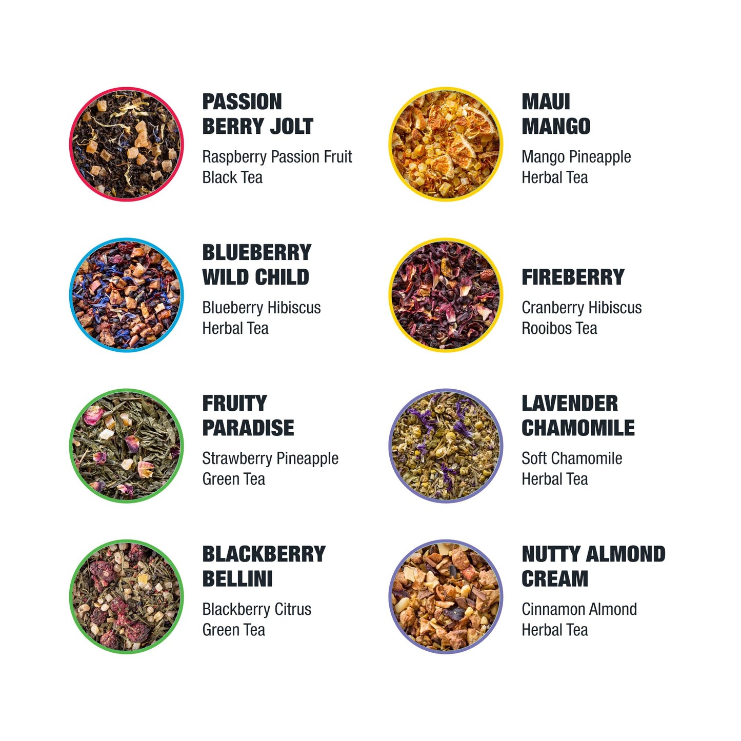 Tiesta Tea Favorites Starter Sampler Set, Assorted Loose Leaf Tea, 6.4 Ounce, High to No Caffeine, 8 Resealable Sample Pouches
