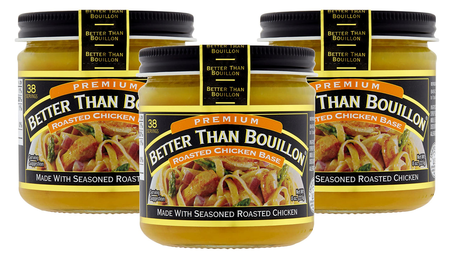 Better Than Bouillon Roasted Chicken Base, 8-Ounce Jar, Pack of 3, Blendable Flavor Enhancer
