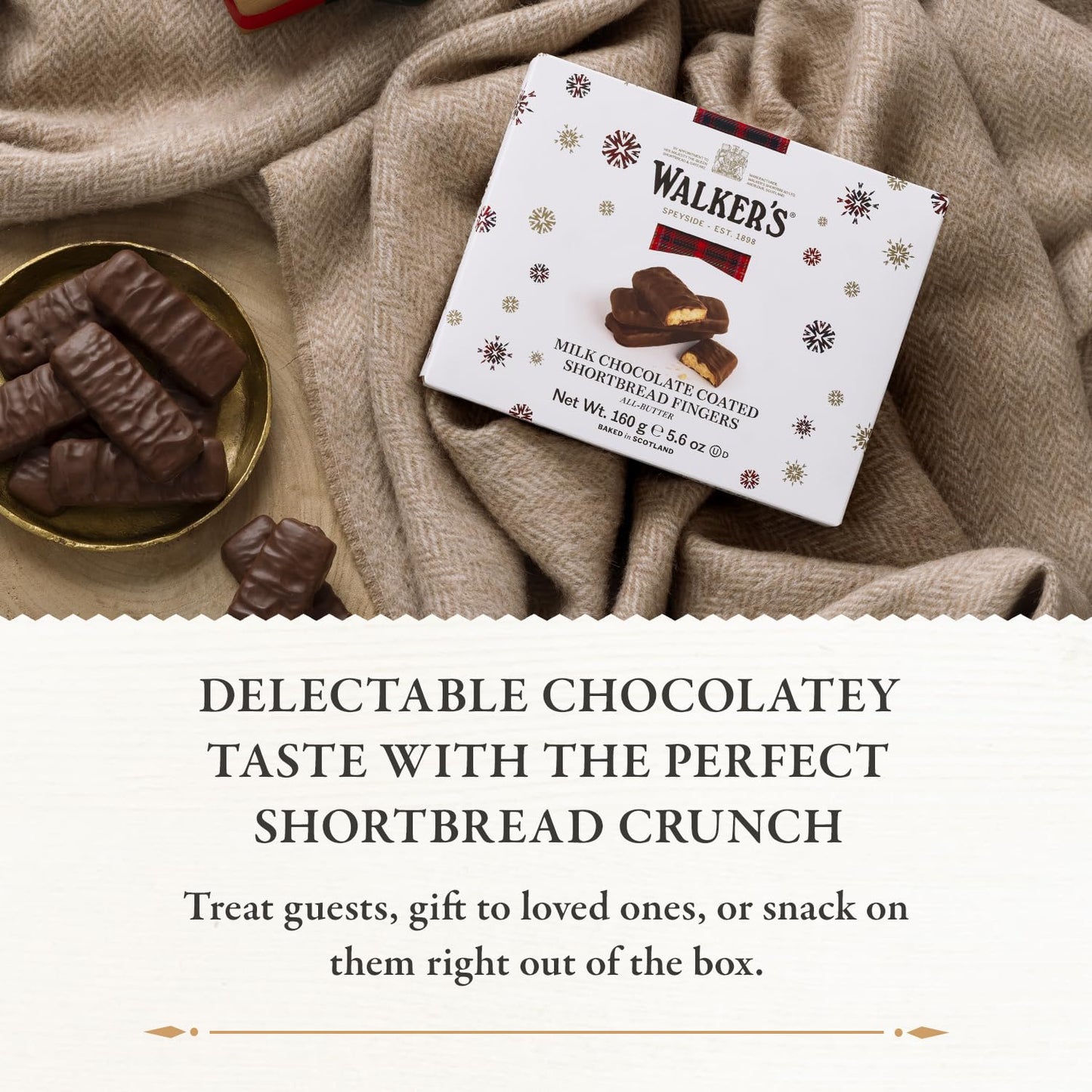 Walkers Milk Chocolate Coated Shortbread Fingers - 8-Count Christmas Cookie Box -Authentic Shortbread Cookies from Scotland