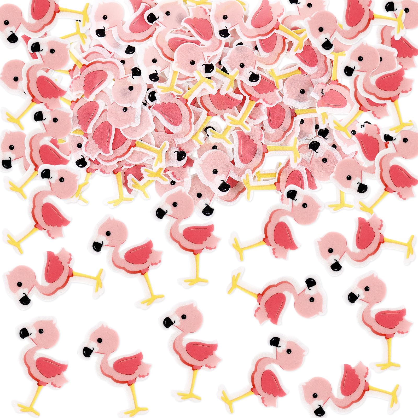 Keaziu 40 Pack Edible Flamingo Cupcake Toppers Summer Theme, Pink, 2 x 0.05 inches, Perfect for Baby Shower and Birthday Parties