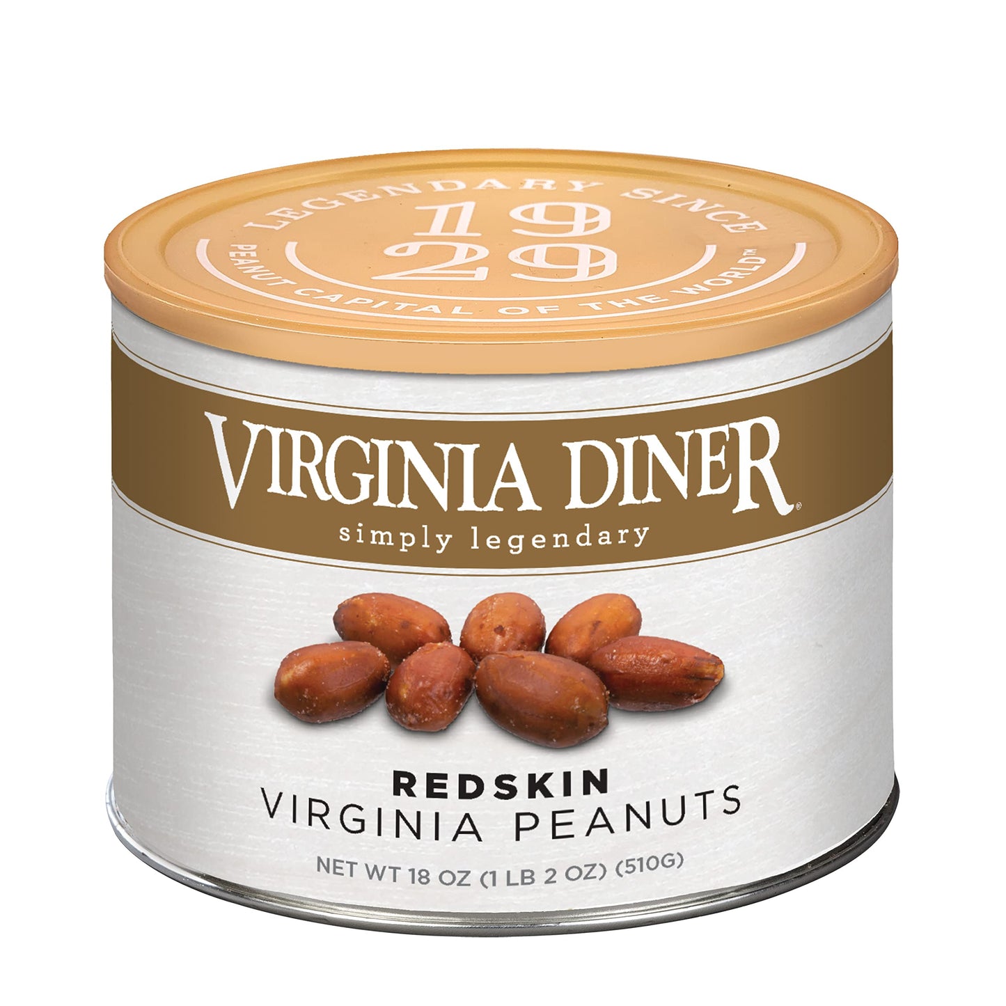 Virginia Diner Gourmet Natural Salted Red Skin Peanuts, 18 Oz (1.125 lb)
