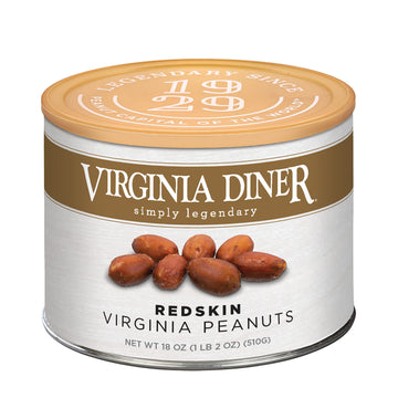 Virginia Diner Gourmet Natural Salted Red Skin Peanuts, 18 Oz (1.125 lb)